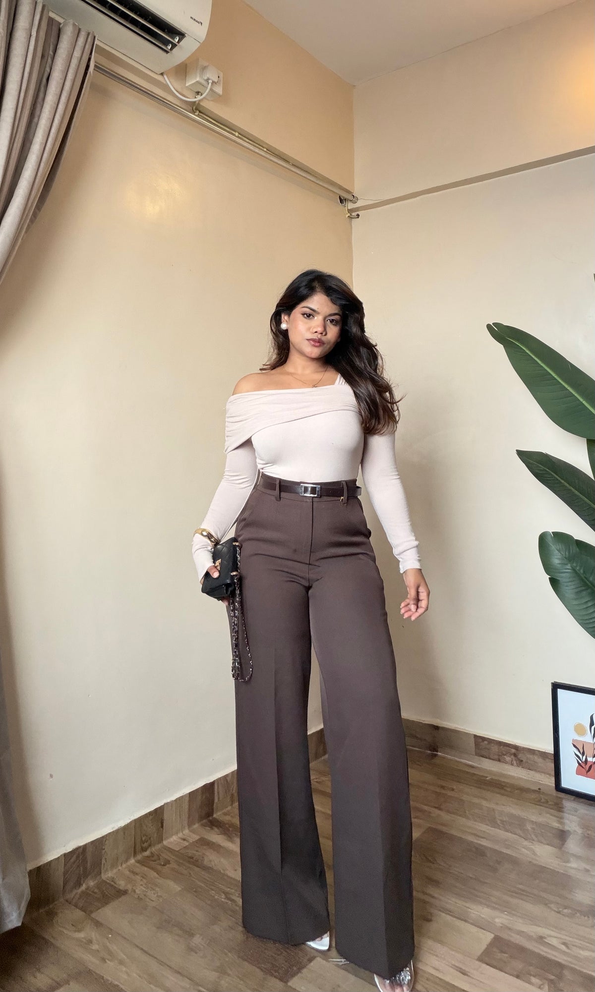 Brown Wide Leg Trouser