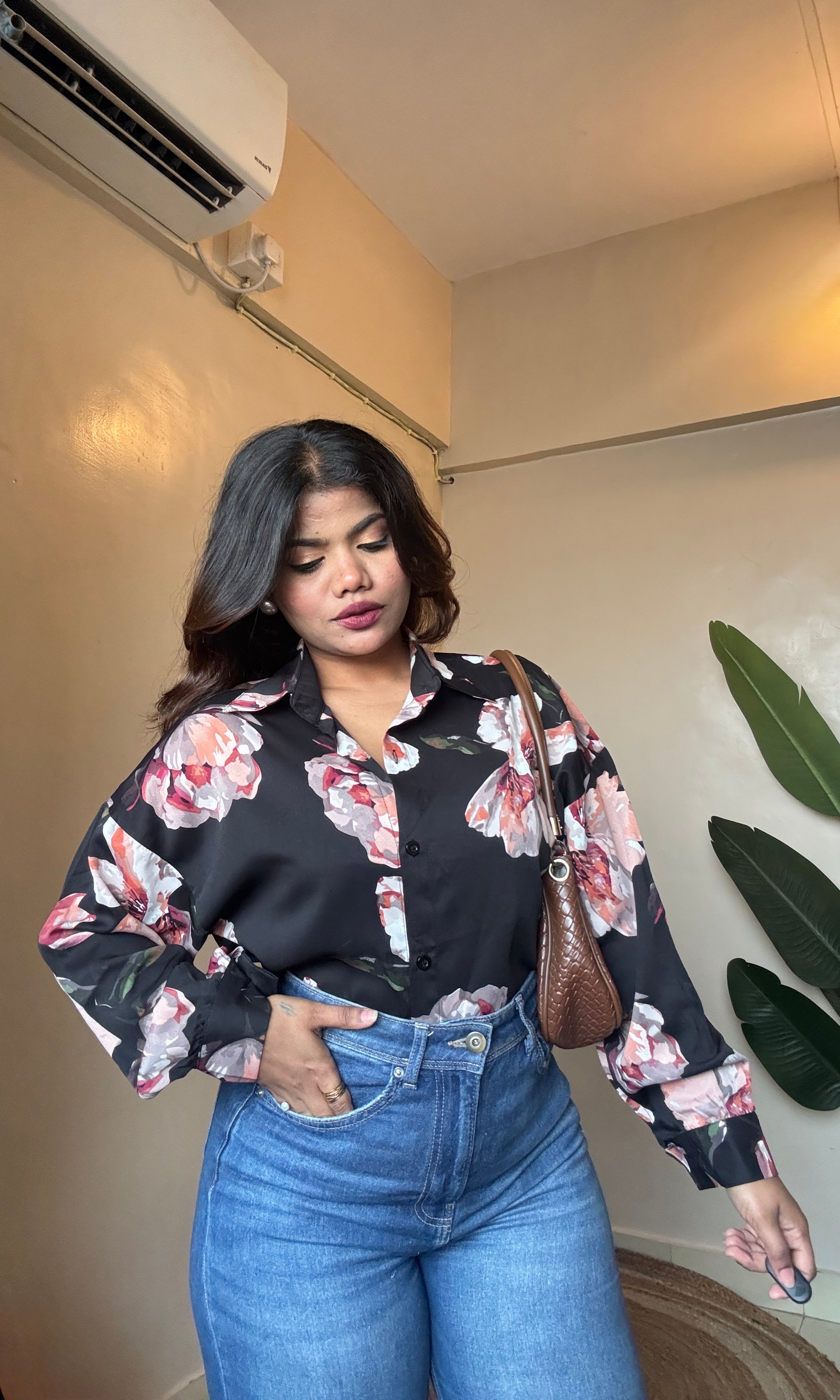 Black Floral Printed Shirt