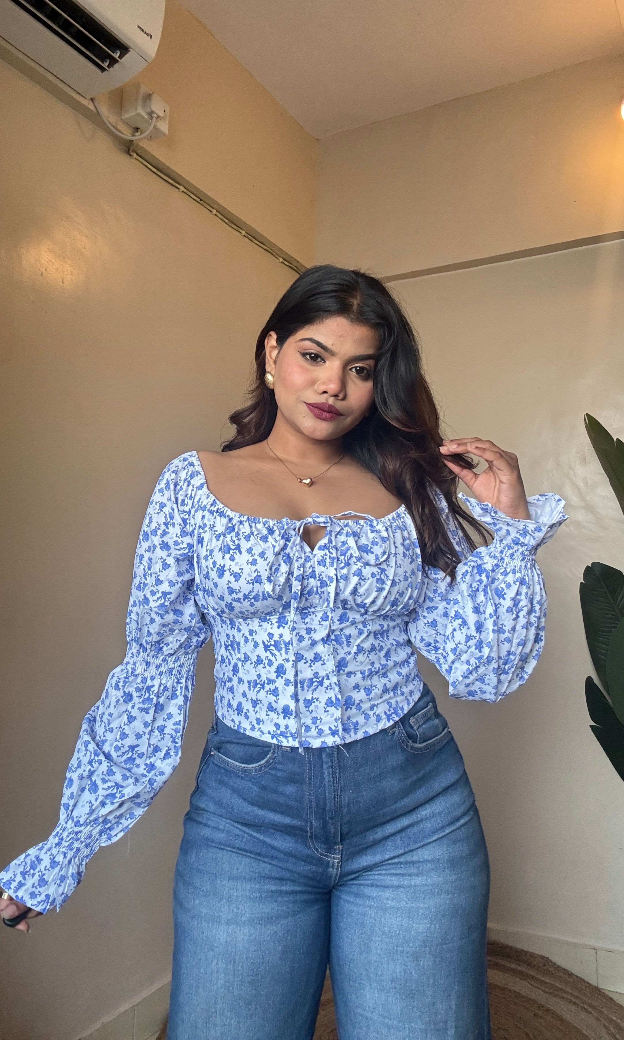 Blue Floral Corset Style Top