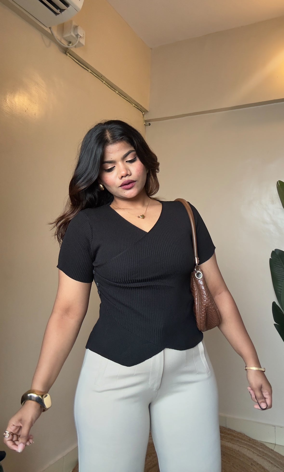 Wrap Style Ribbed Top