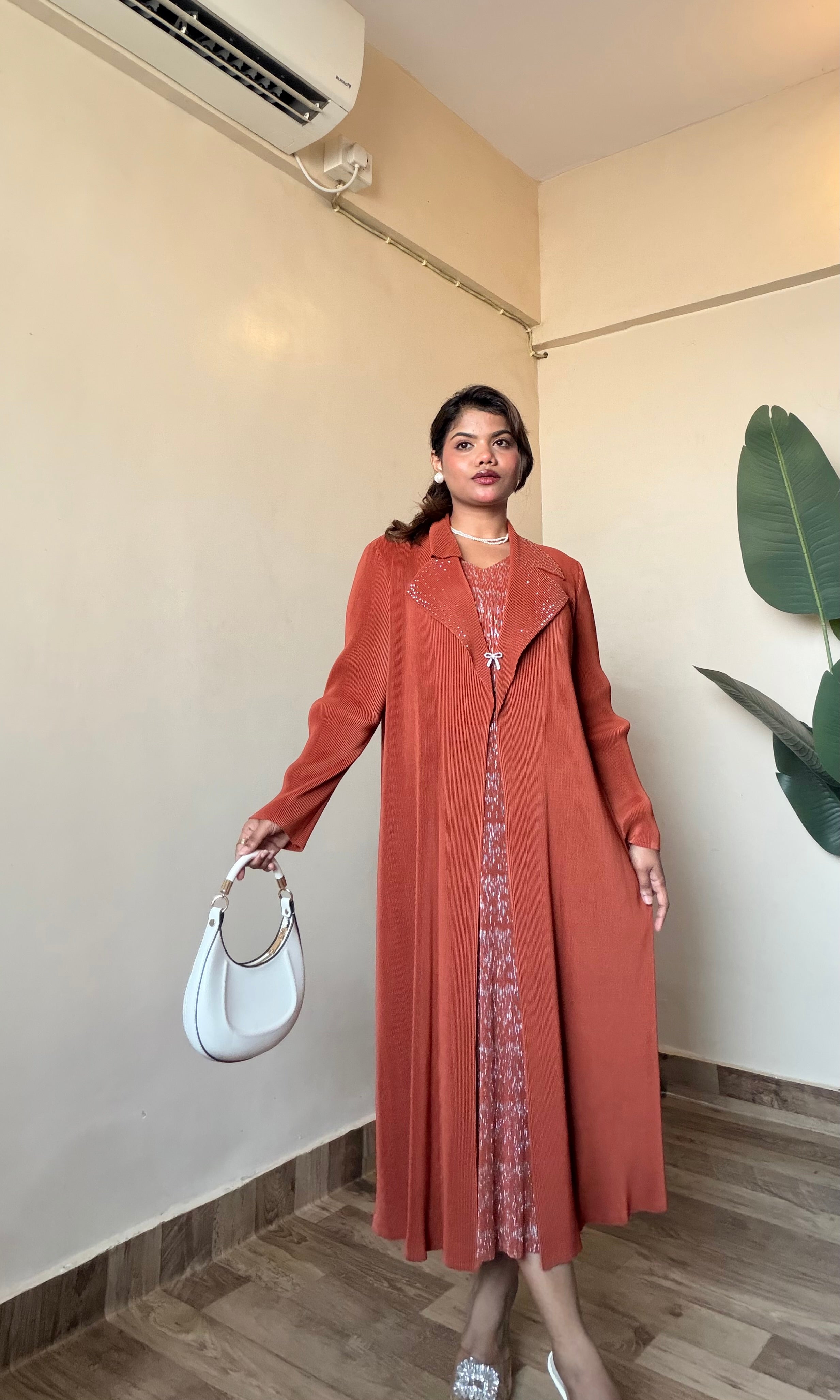 Pleated Wrinkle Magic Jacket Style Dress