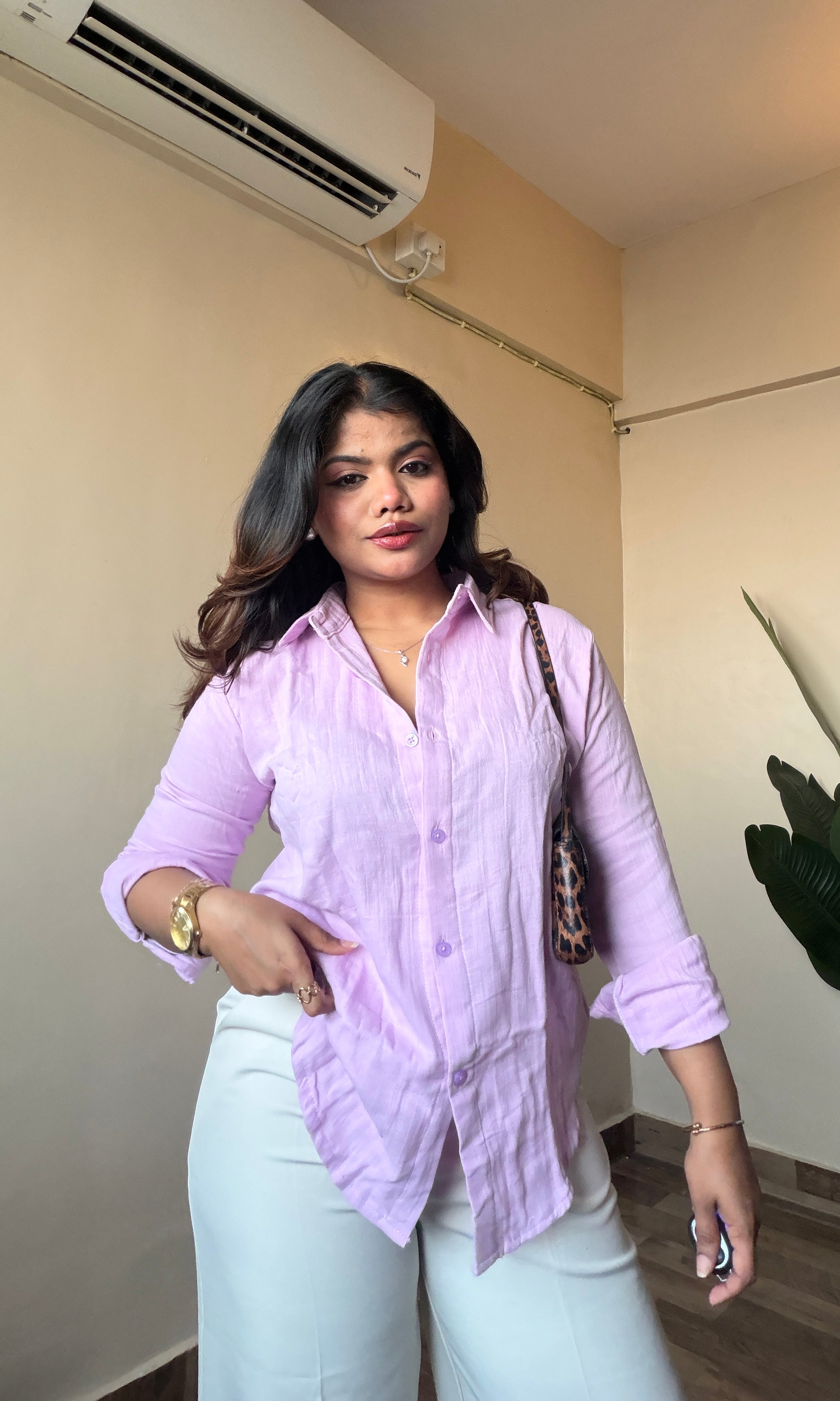 Lavender Cotton Mulmul Shirt