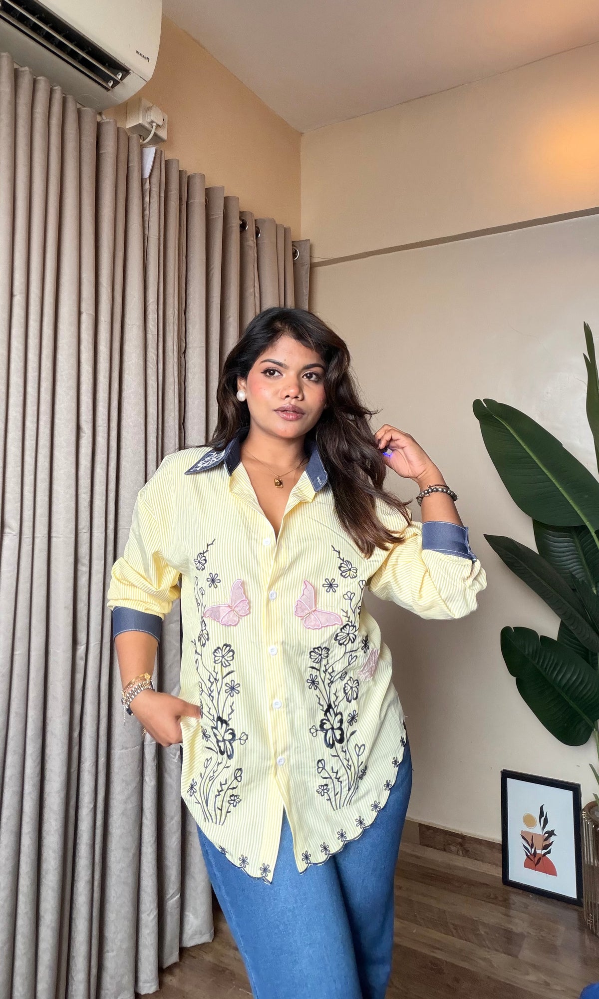 Striped Embroidery Work Shirt