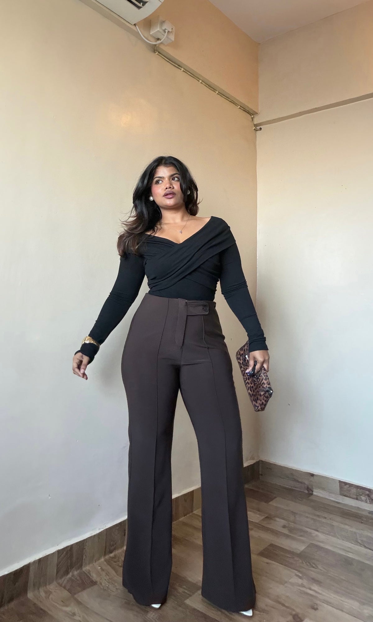 Brown Bootcut Flared Pant