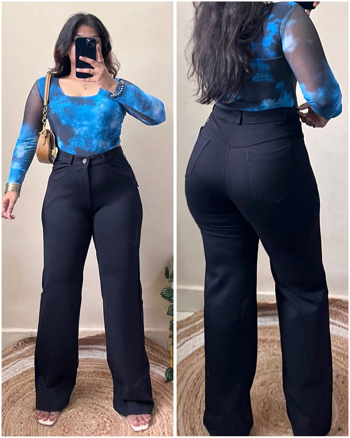 Black High Waisted Straight Fit Pant
