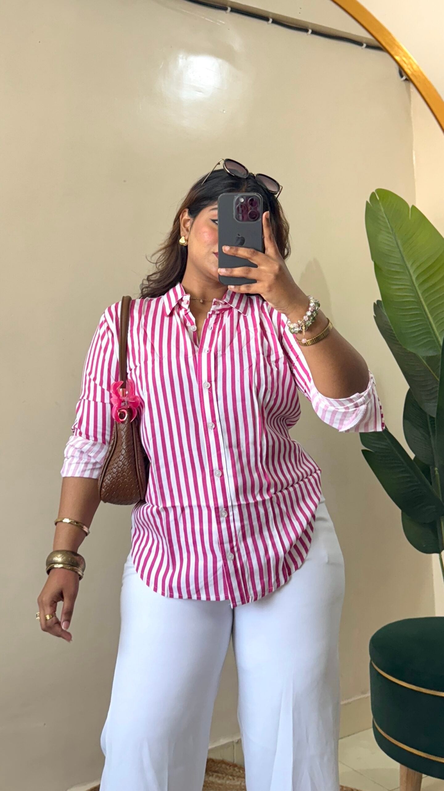 Hot Pink Stripe Cotton Shirt(Select Size)
