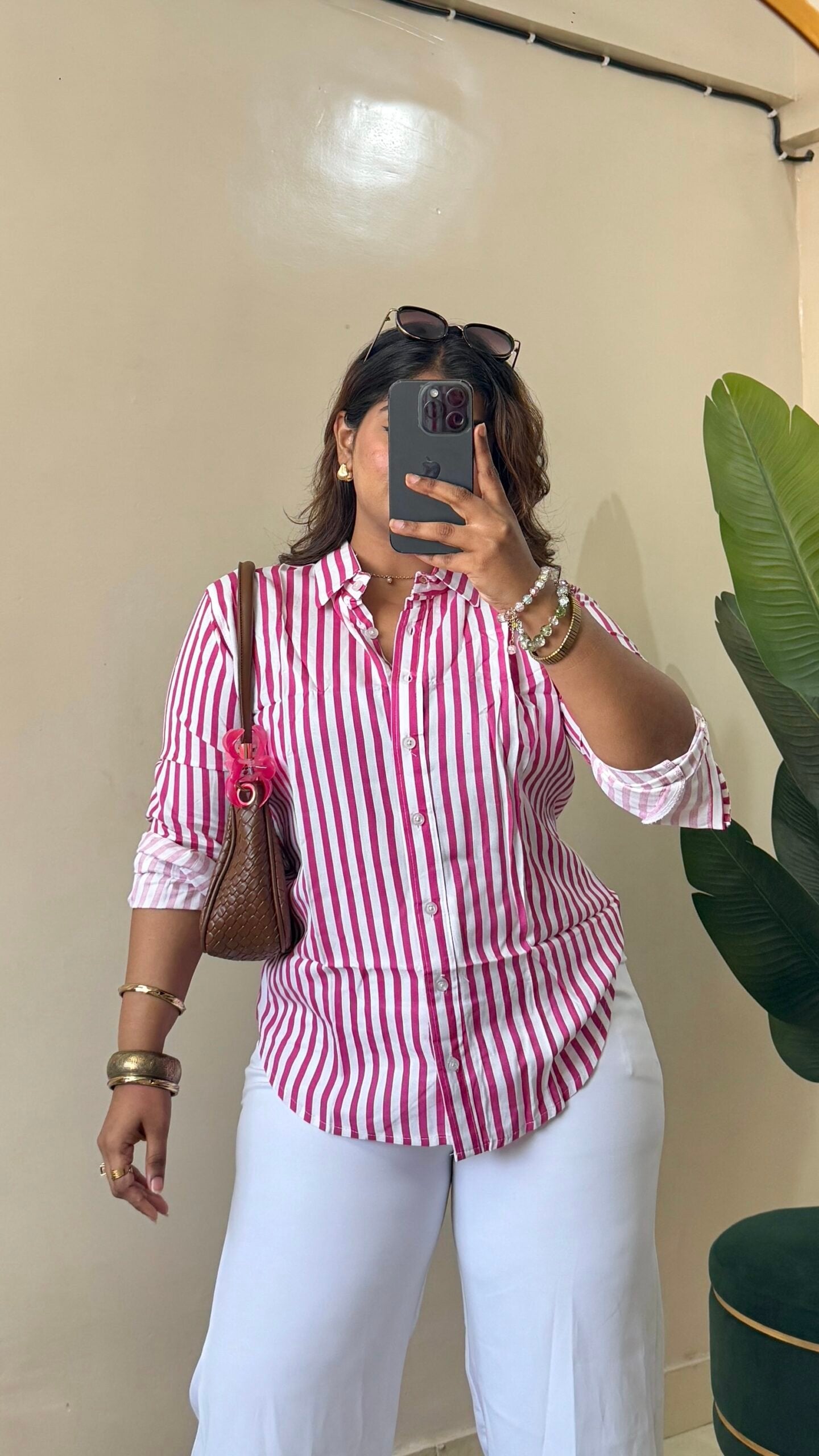 Hot Pink Stripe Cotton Shirt(Select Size)