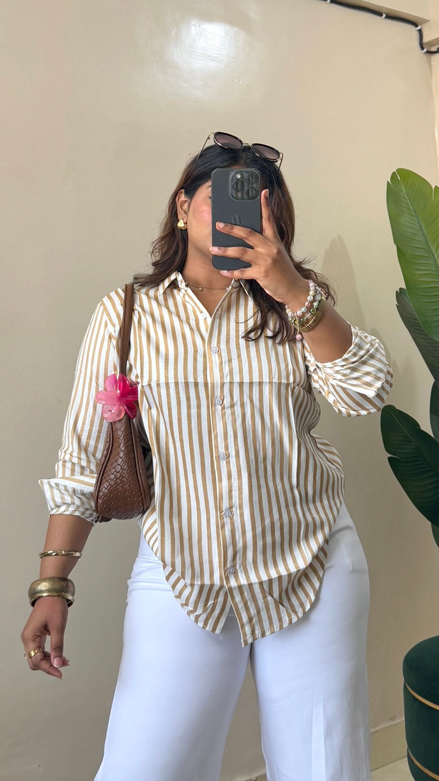 Beige Stripe Cotton Shirt(Select Size)