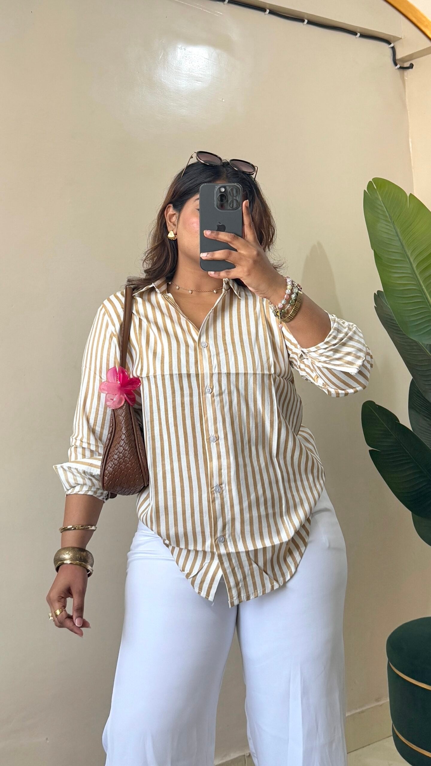 Beige Stripe Cotton Shirt(Select Size)