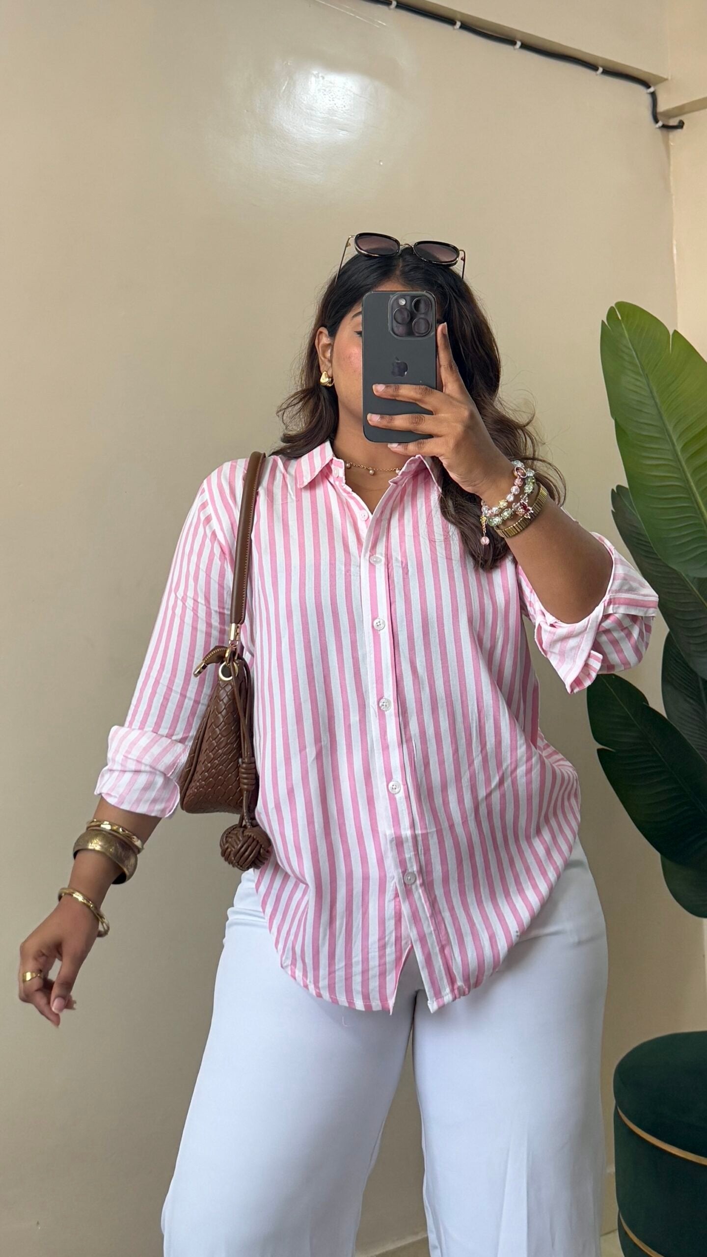 Light Pink Stripe Cotton Shirt(Select Size)