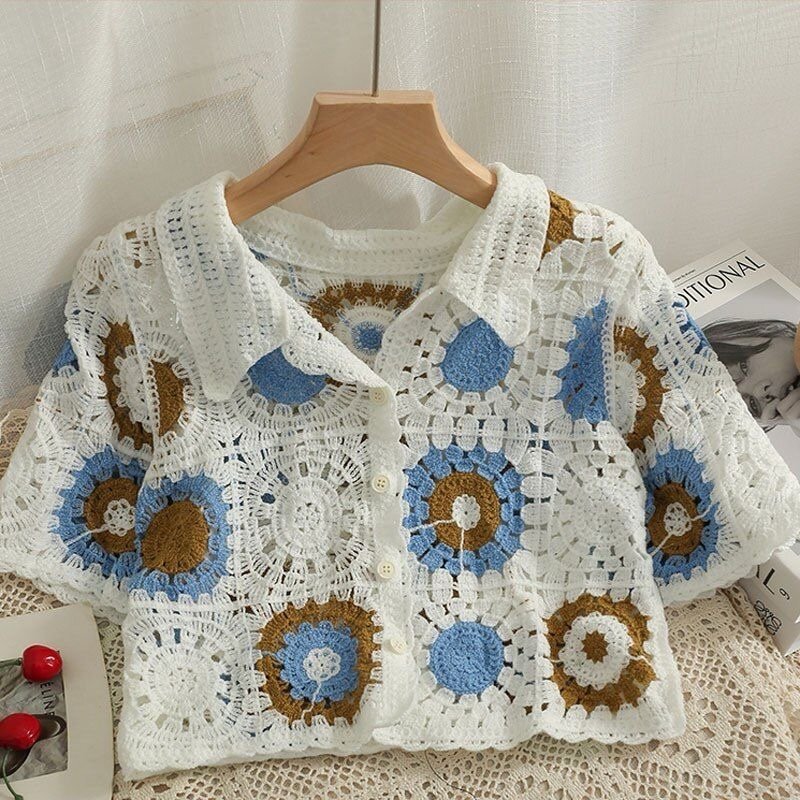 White Boho Crochet Shirt