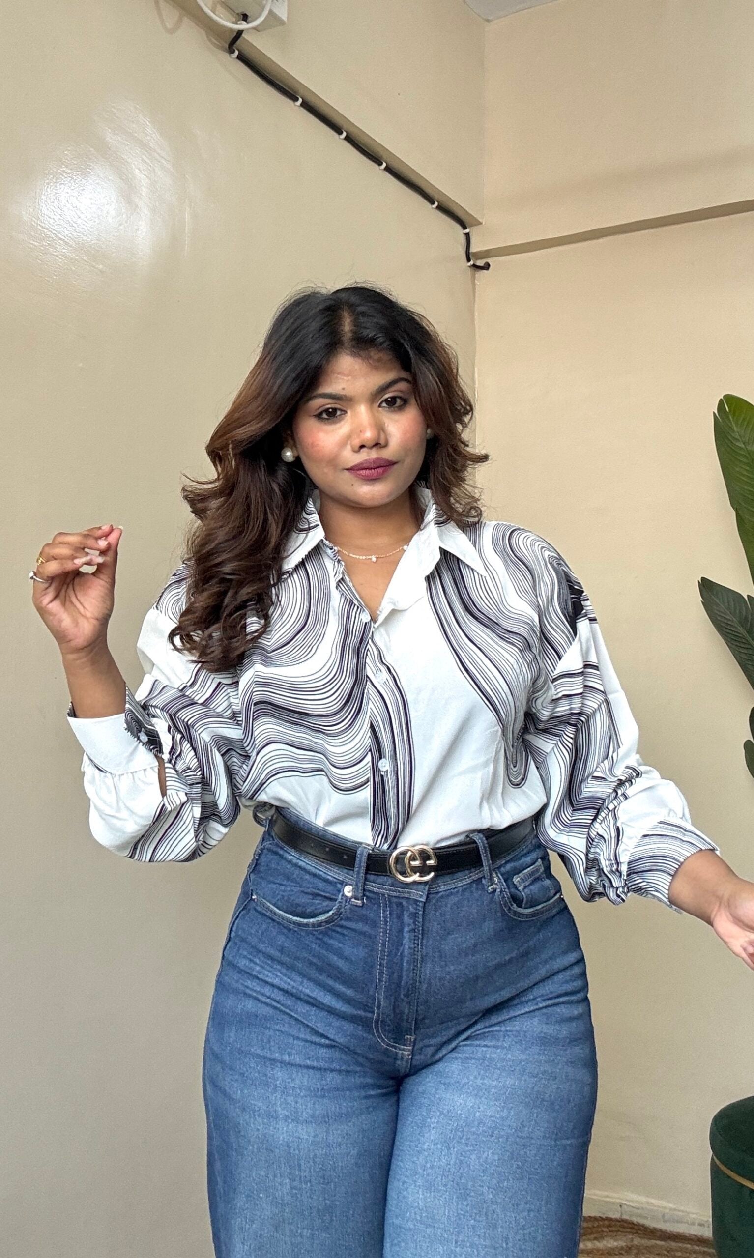 White Abstract Printed Shirt
