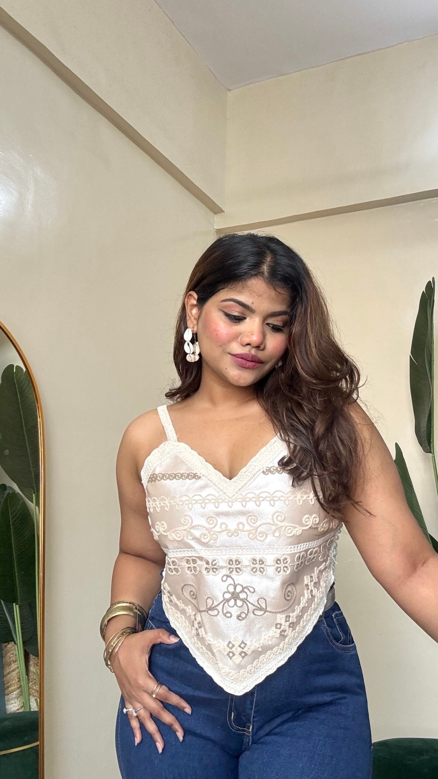 Pink Silver Crochet Work Top