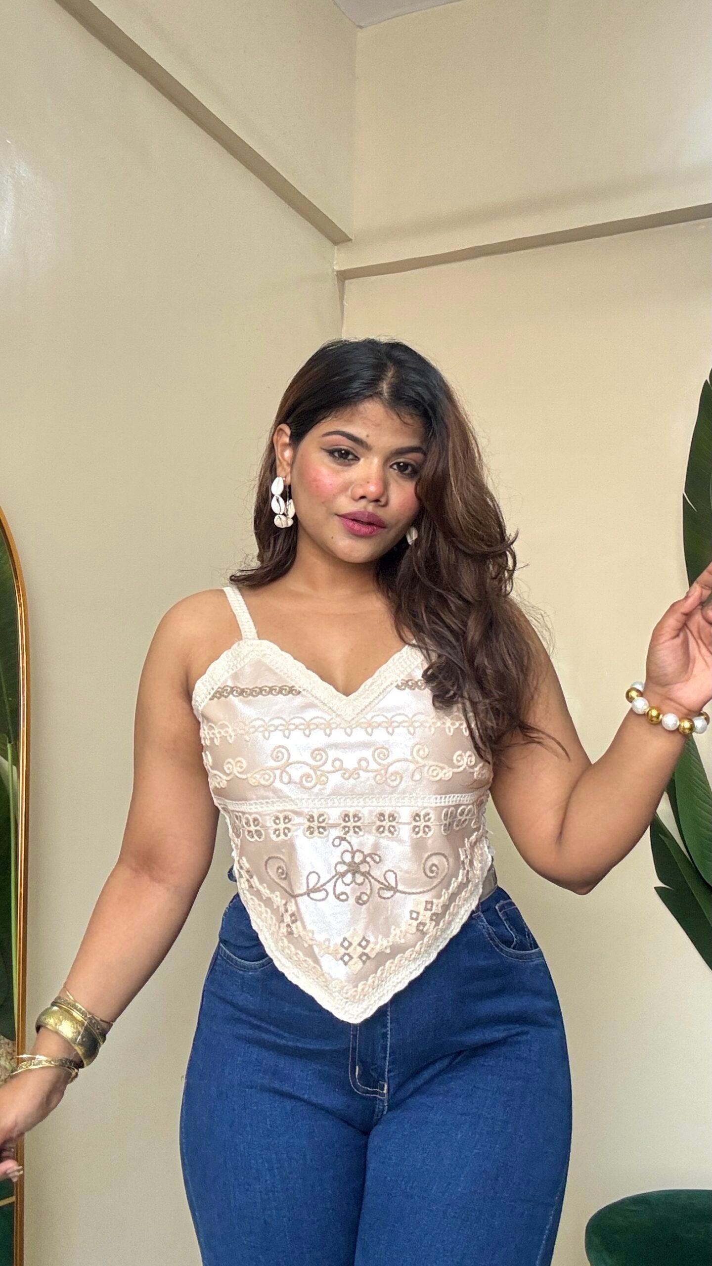 Pink Silver Crochet Work Top