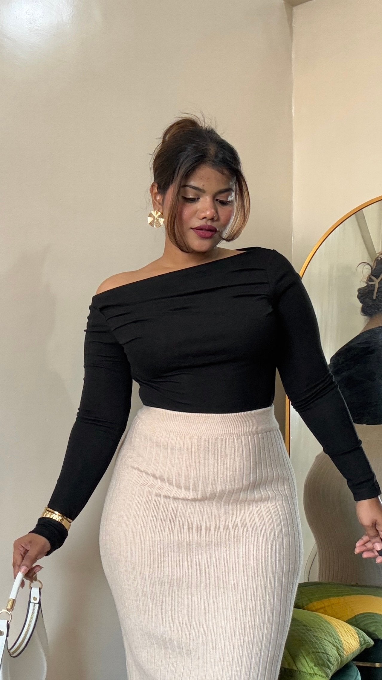 Black Ruched Full Sleeve Top