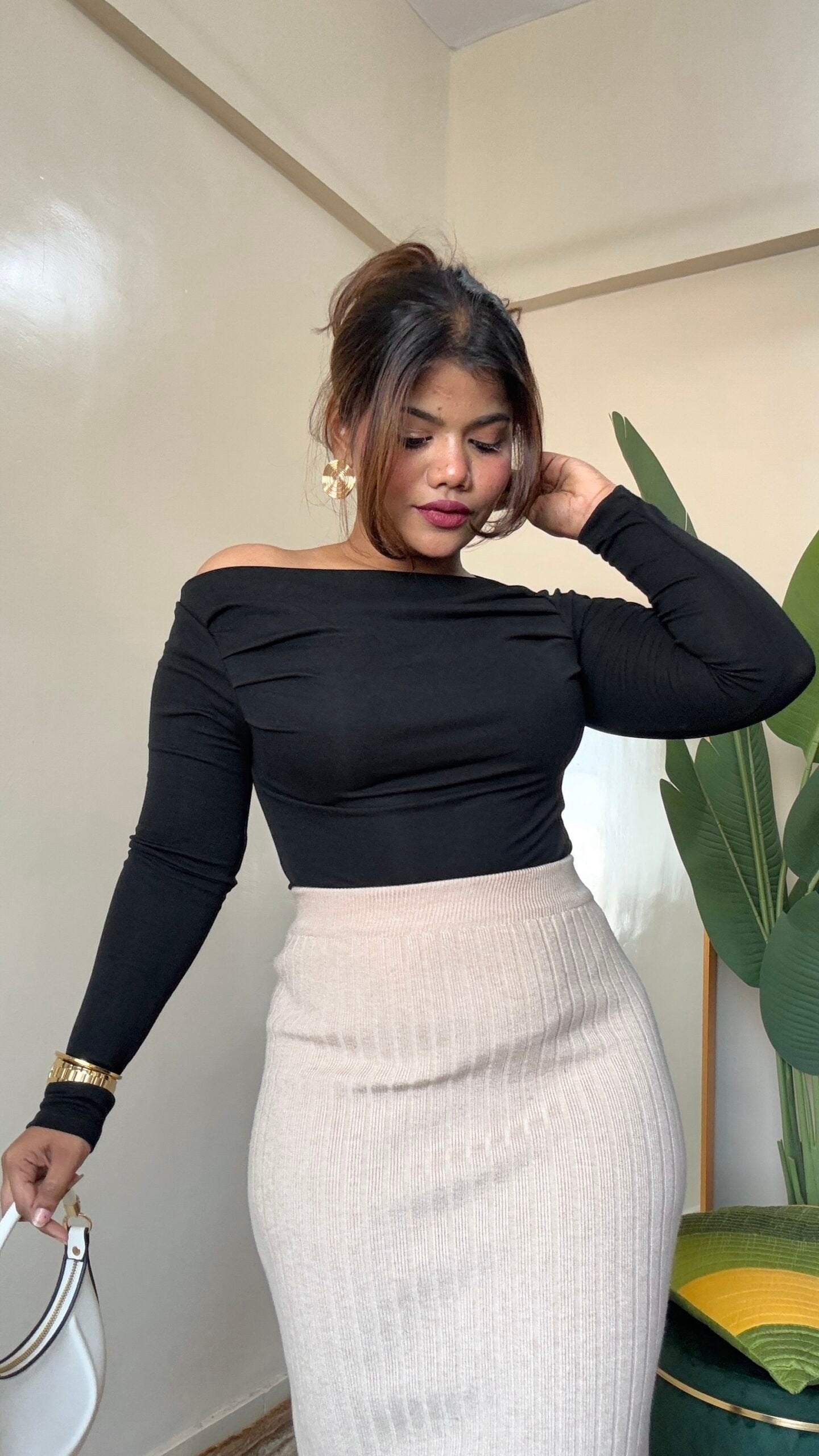 Black Ruched Full Sleeve Top