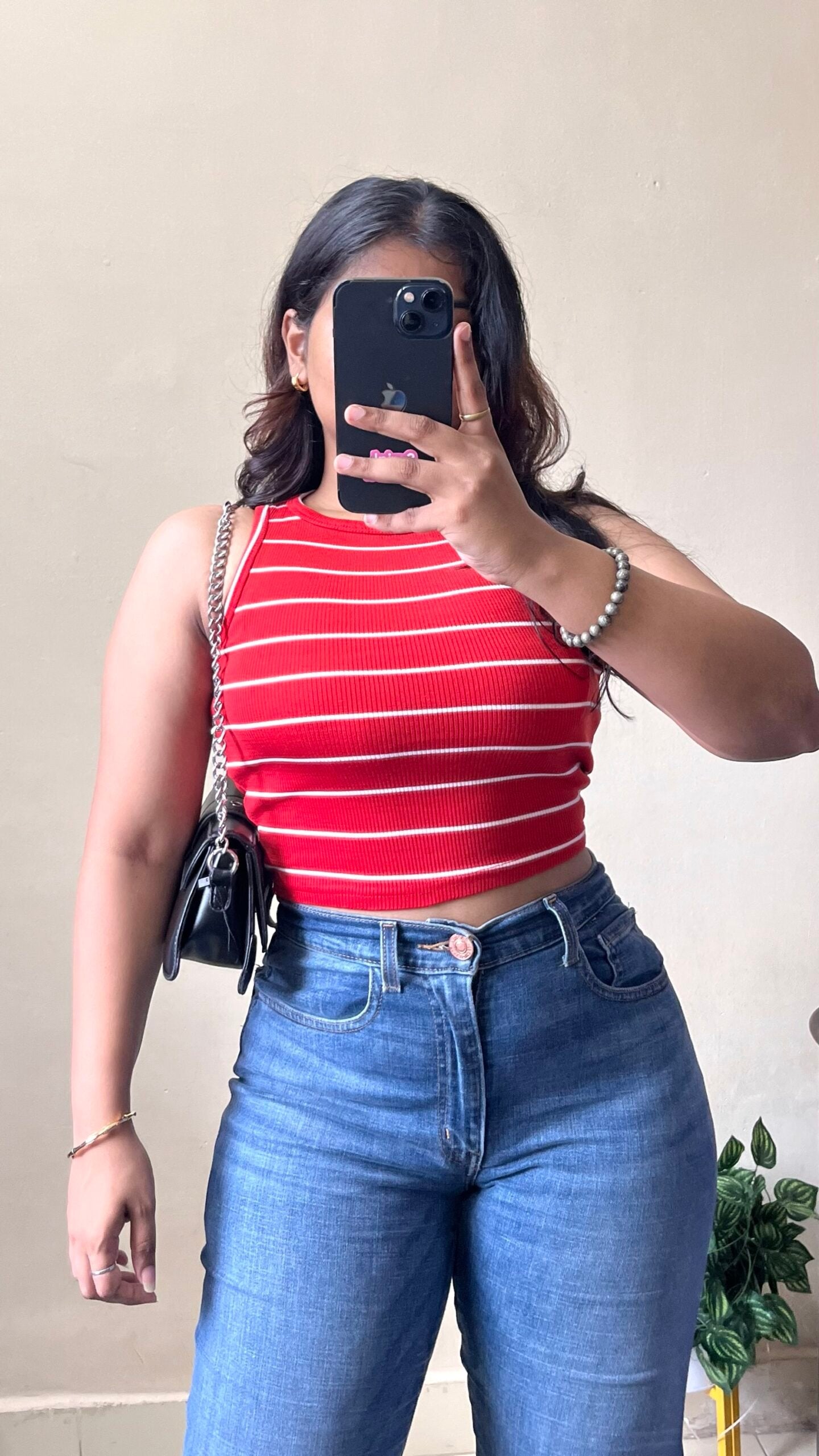 Red Striped Crop Top