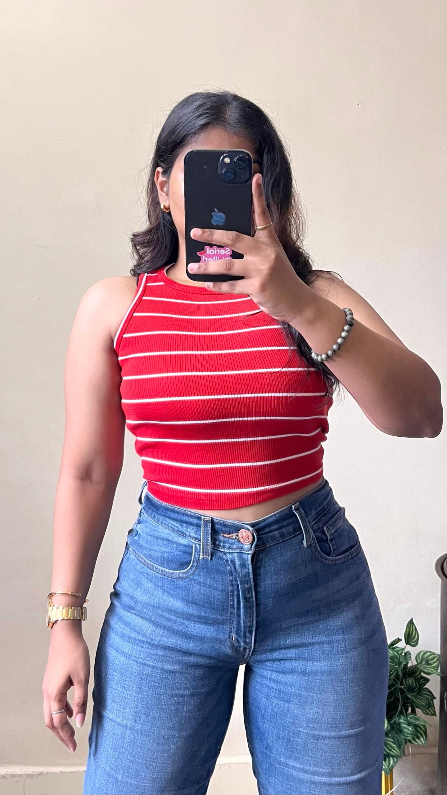 Red Striped Crop Top