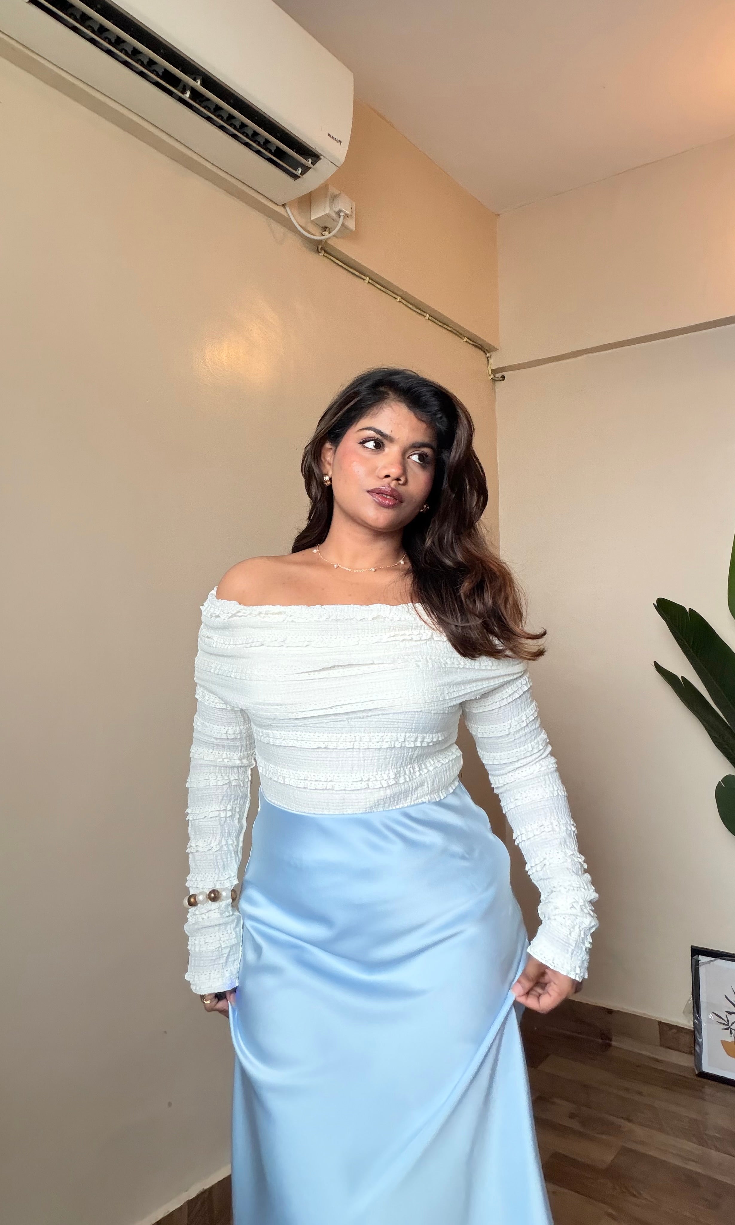 Ruffle Detailing Off-Shoulder Top