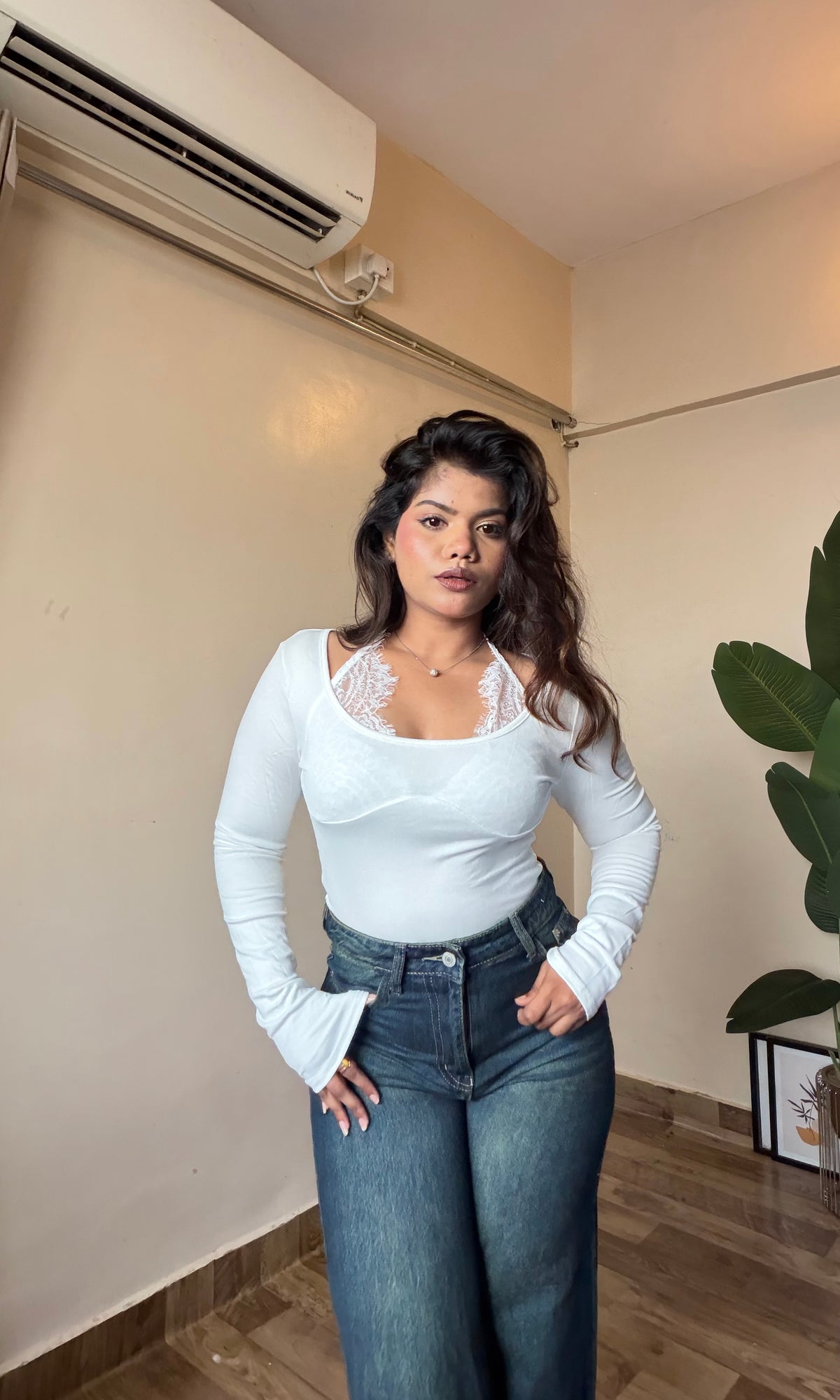 Halter Lacey fitted Top