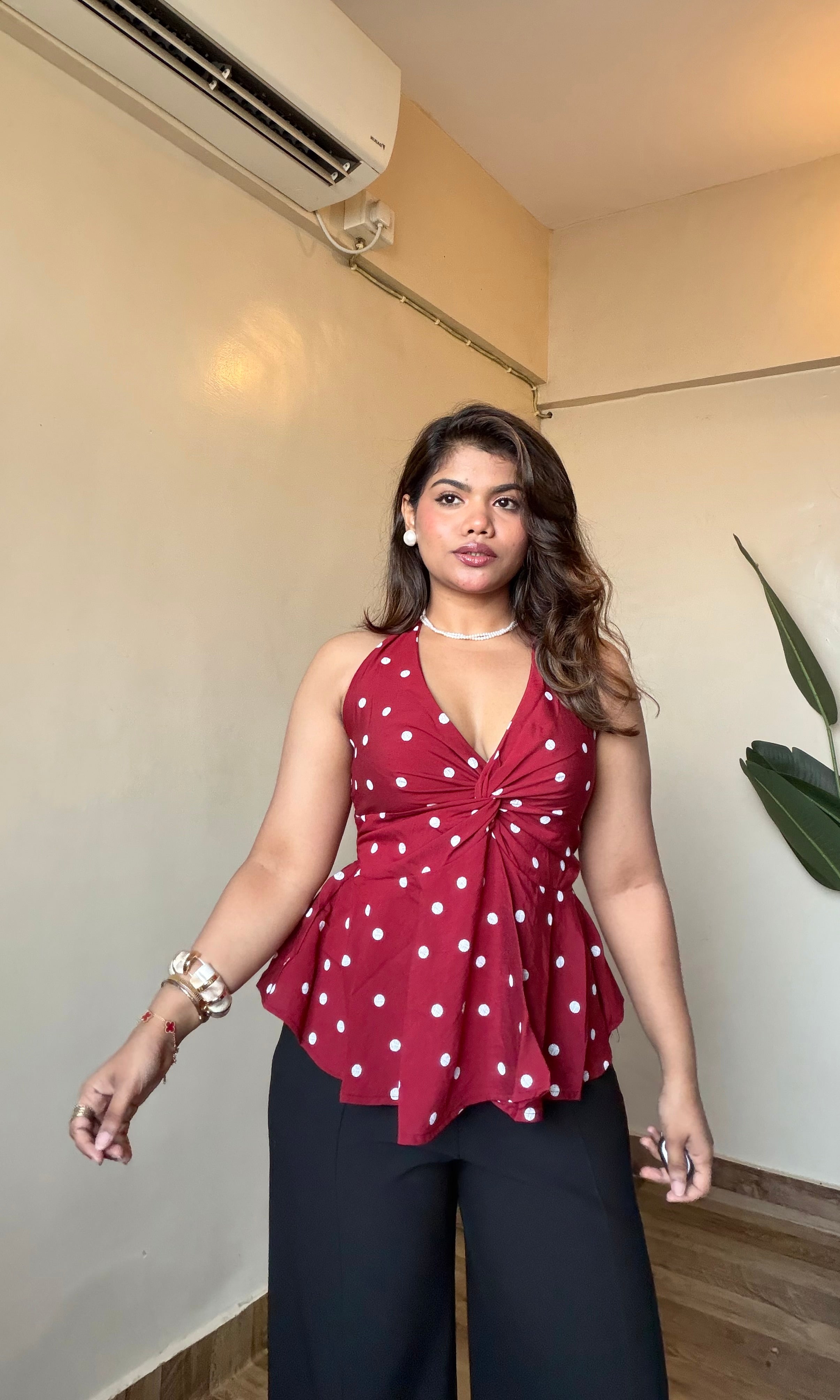 Polka Dot Halter Neck Top