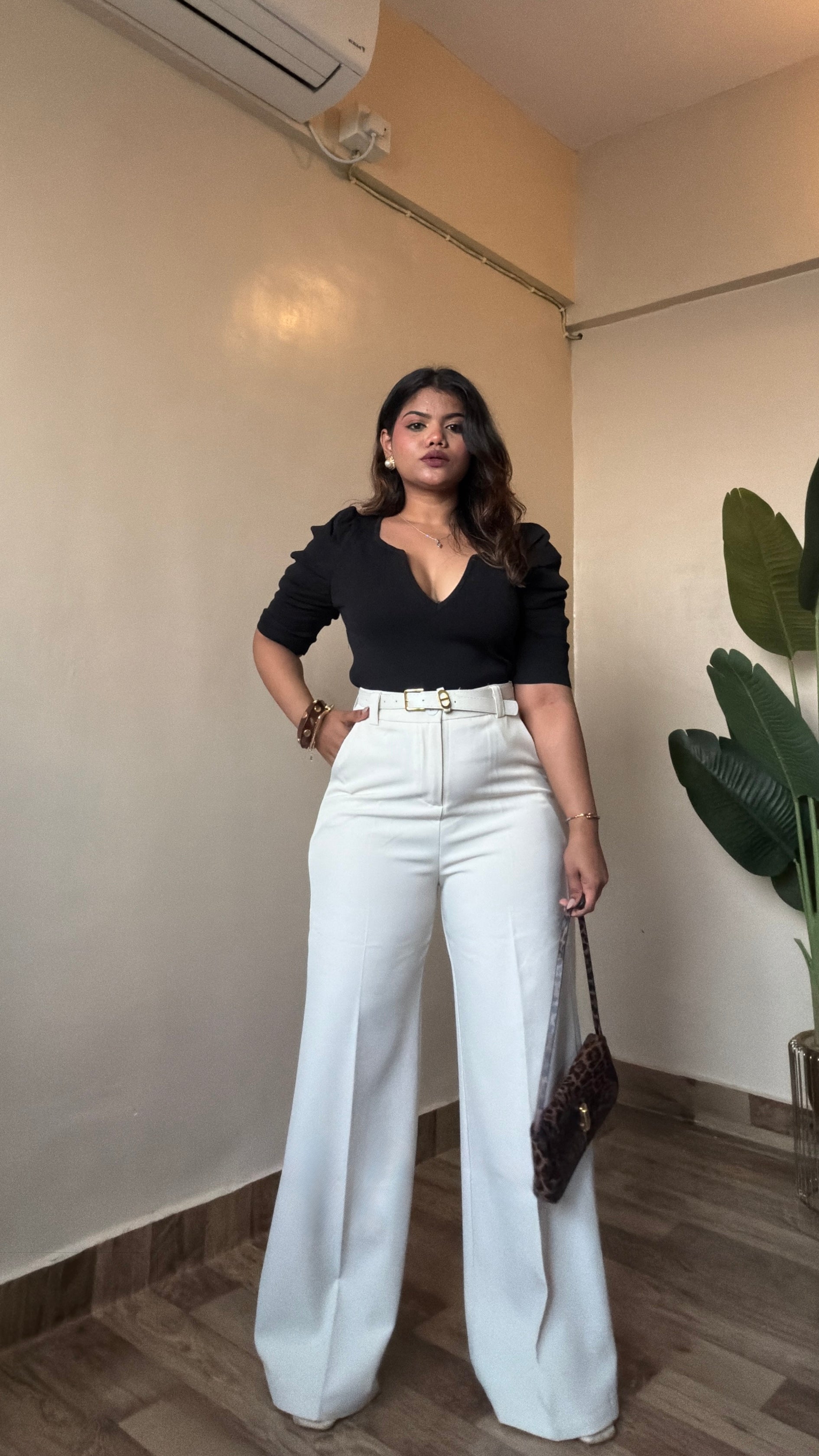 Light Beige Wide Leg Trouser