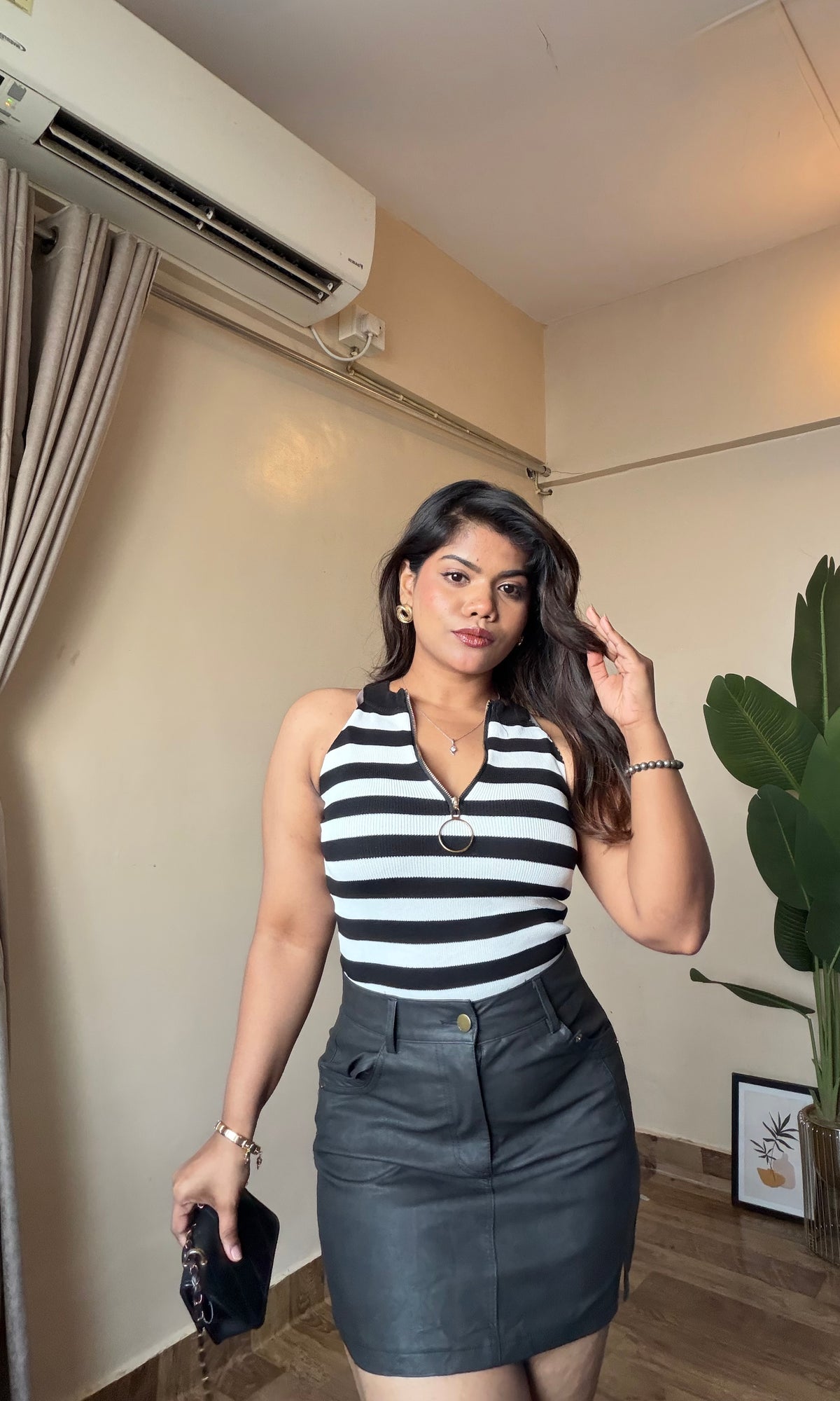 Zipper Striped Top