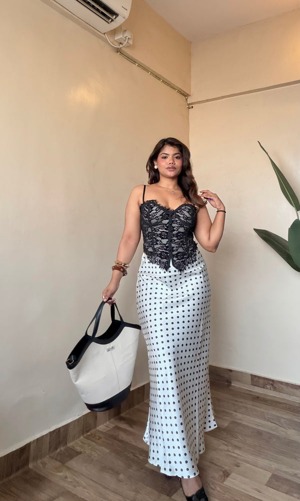 Premium Polka Dot Satin Skirt