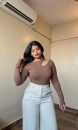 Solid Cut-Out Fitted Top #9856