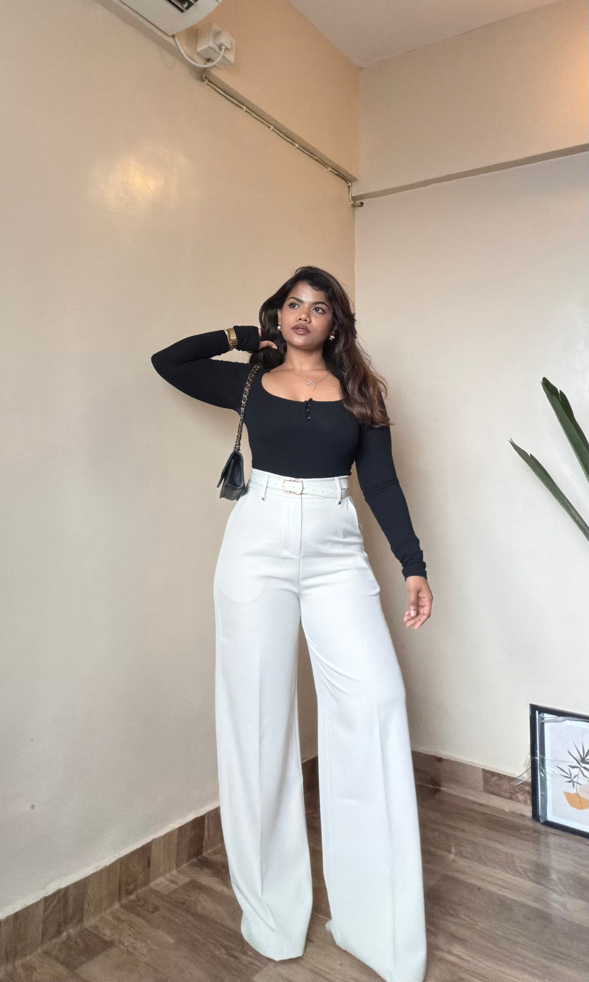 Cream Ivory Wide Leg Trouser