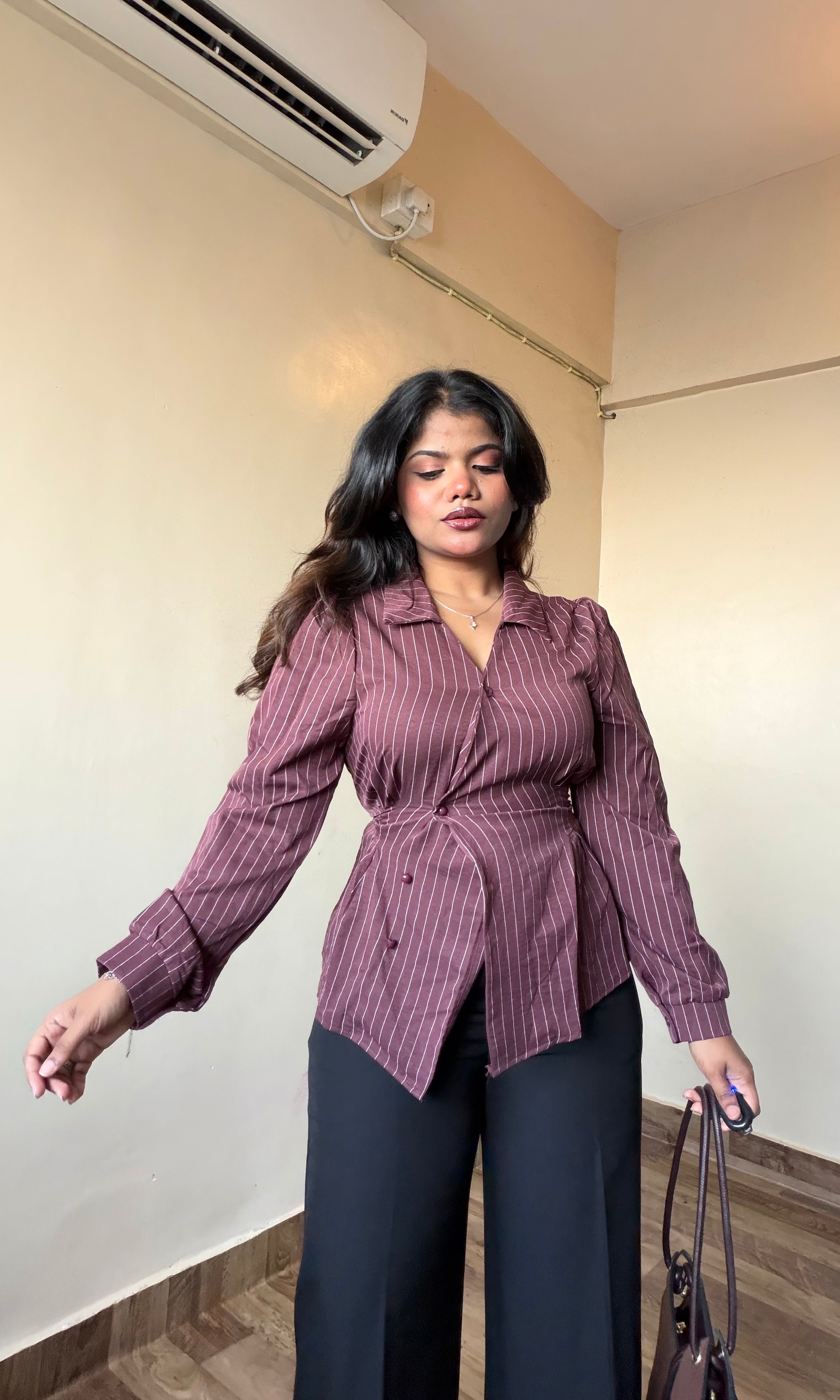 Structured Striped Fitted Shirt