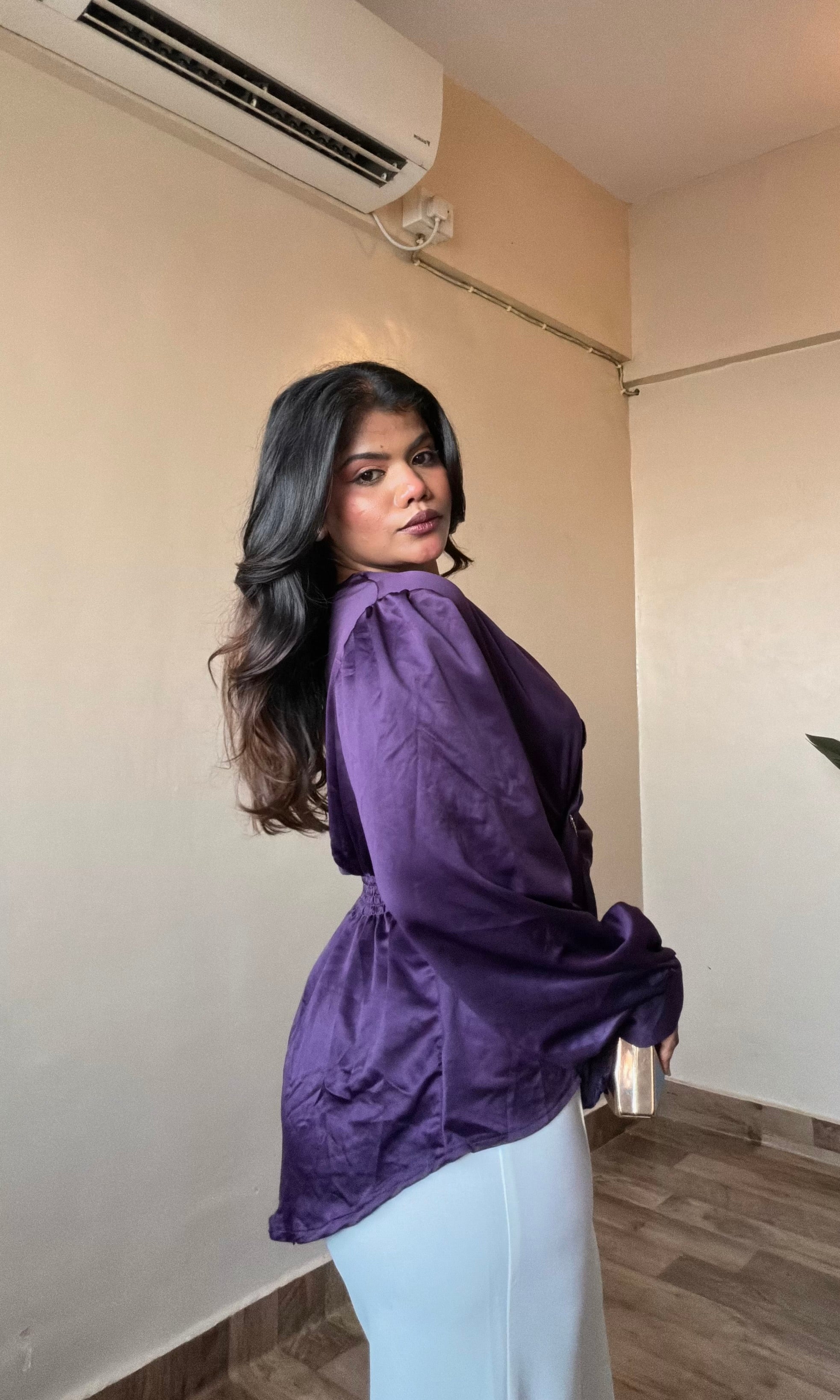 Premium Drape Golden Broch Detailing Top