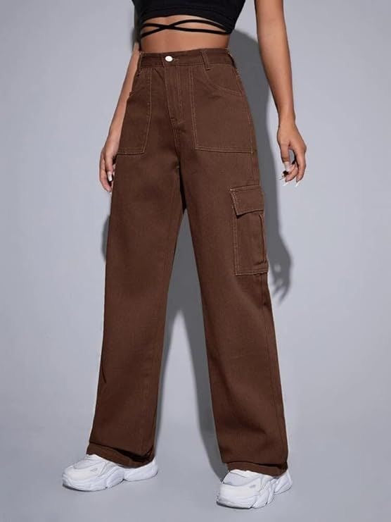Highwaist Brown Cargo Denim