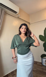 V Neck Batwing Sleeve Top