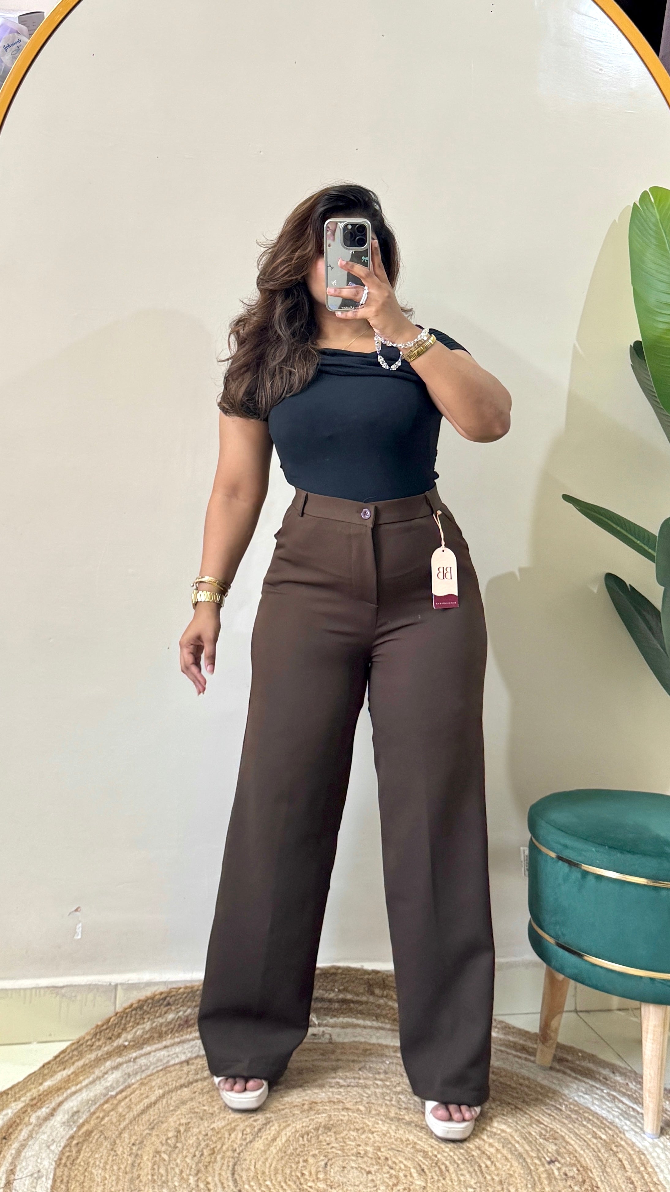 Korean Brown High Waist Trouser