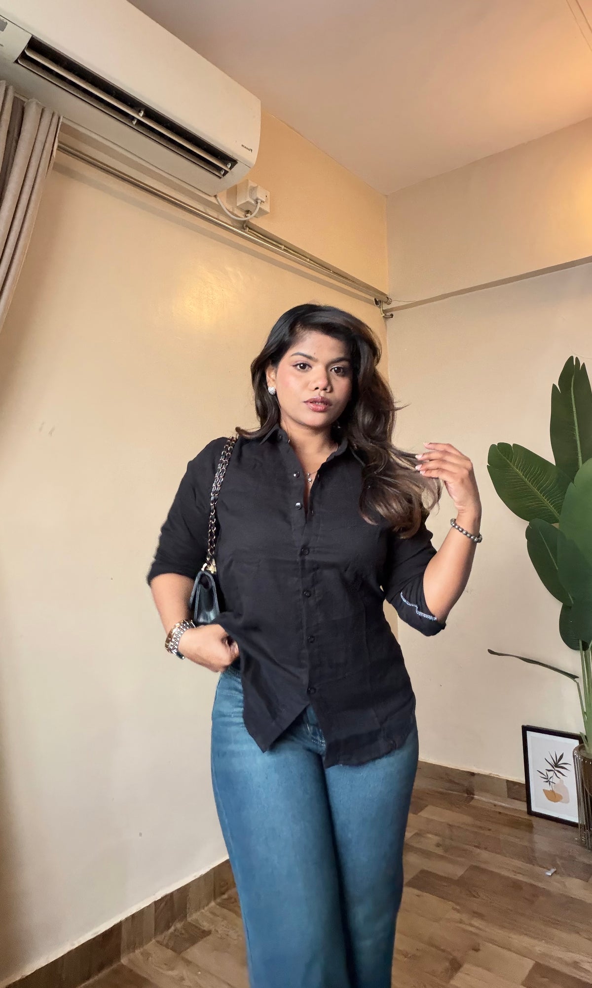 Black Cotton Mulmul Shirt