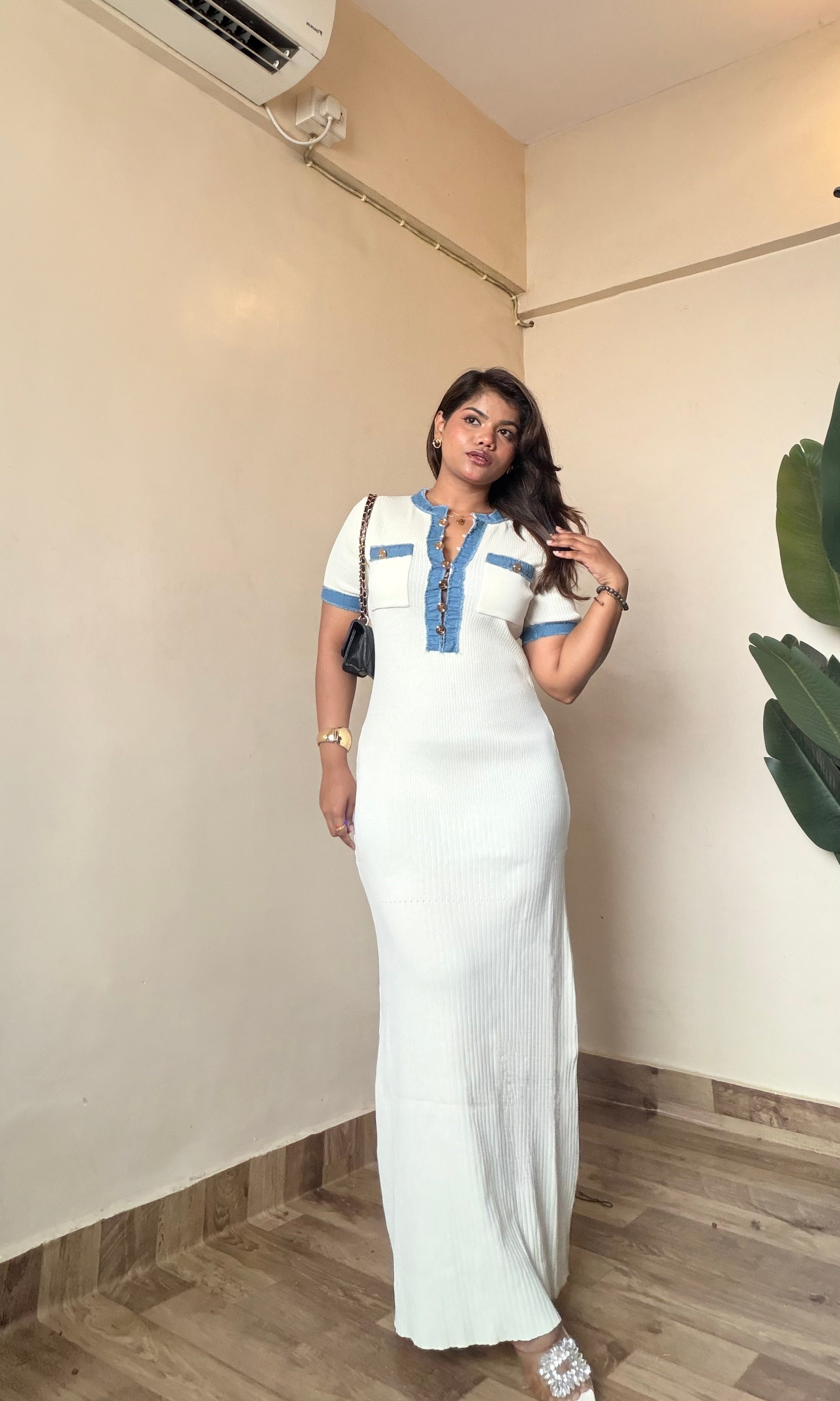 Denim Detailing Slim Fit Dress