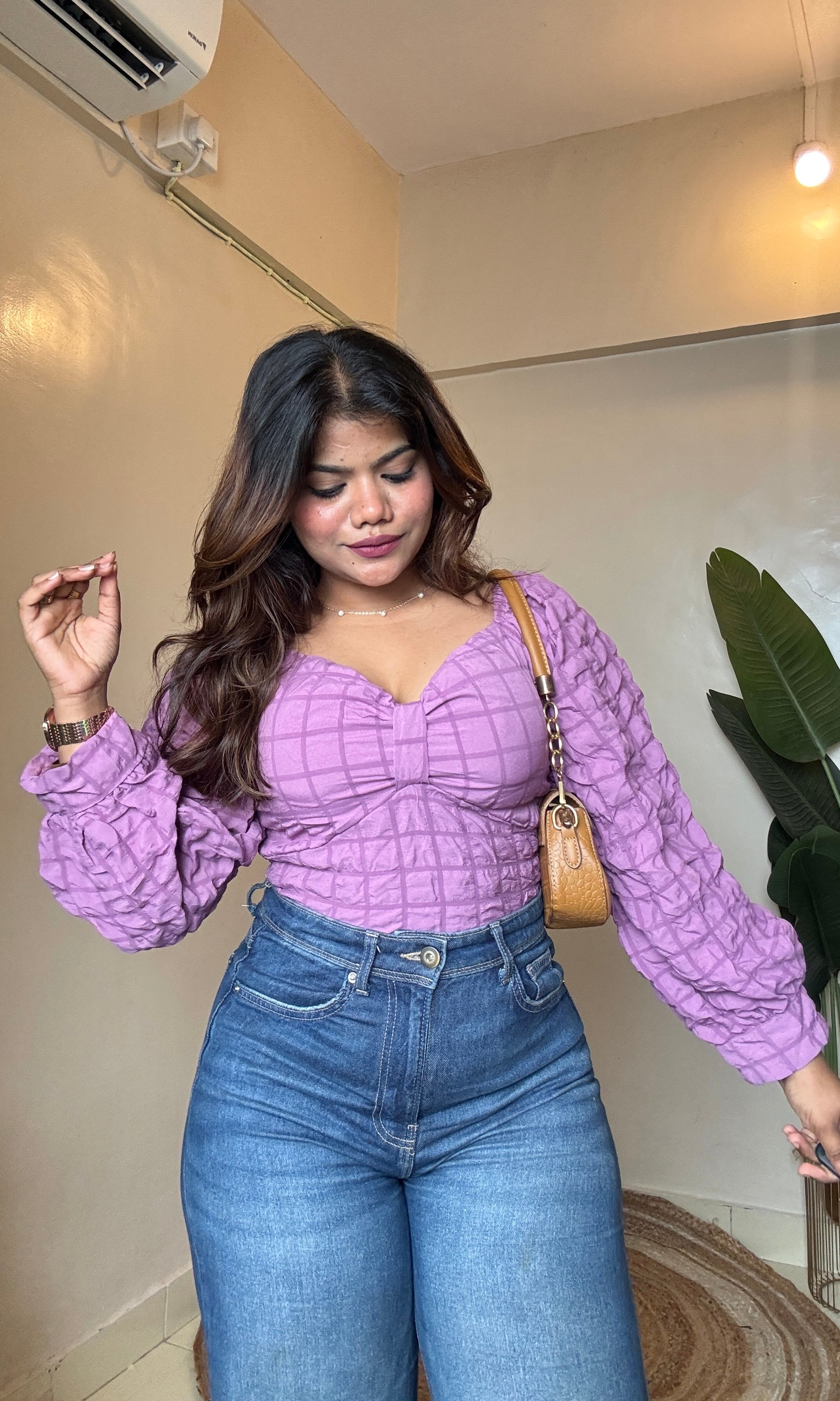 Mauve Pink Puffy Sleeve Top