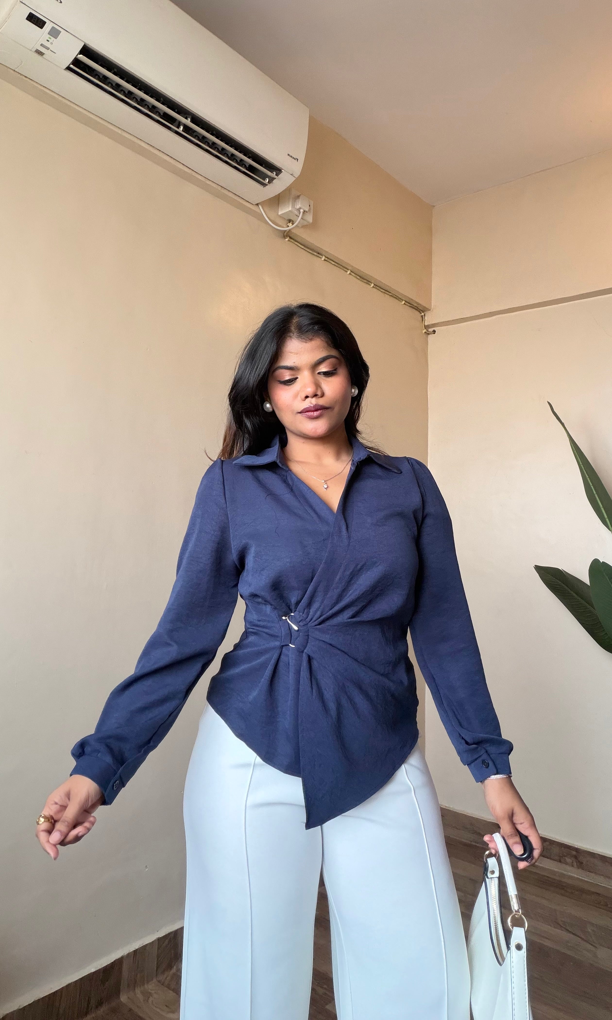 Wrap Shirt With Silver Metallic Design