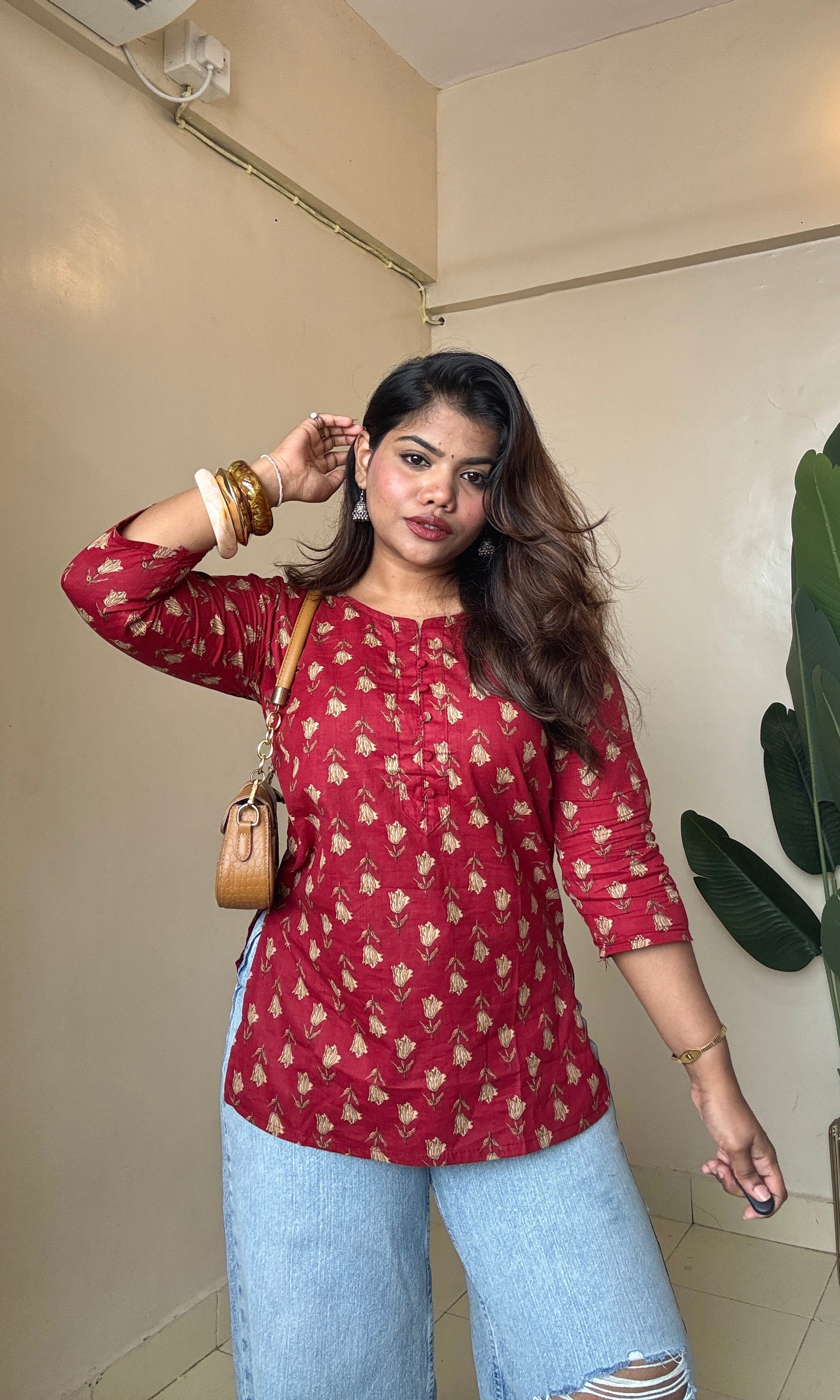 Lotus Printed Cotton Kurti