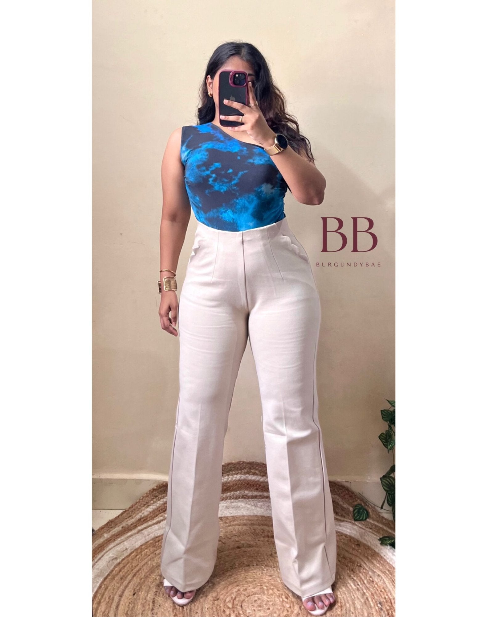 Beige High Waist Flared Pant✨