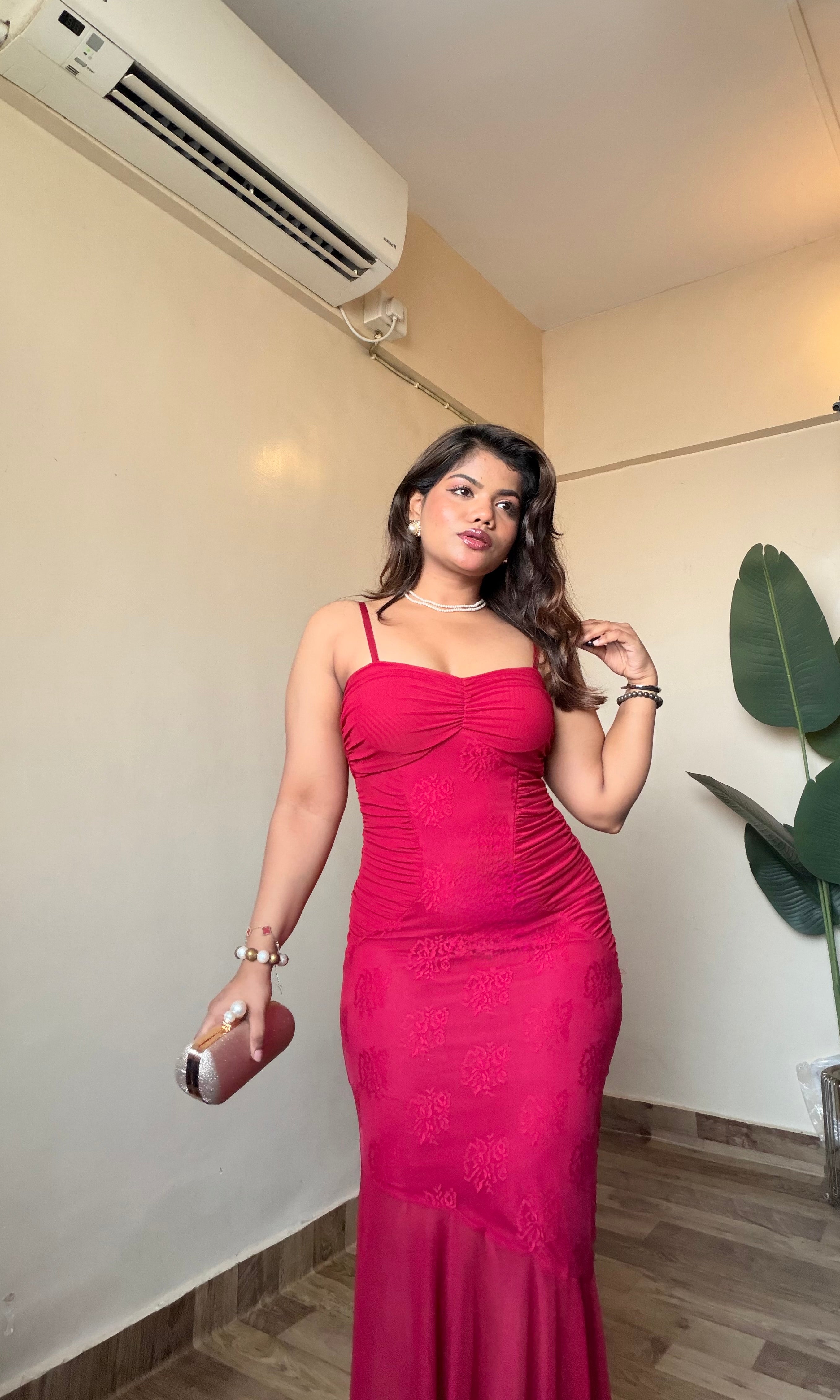 Sculpted Sheer Ruched Dress