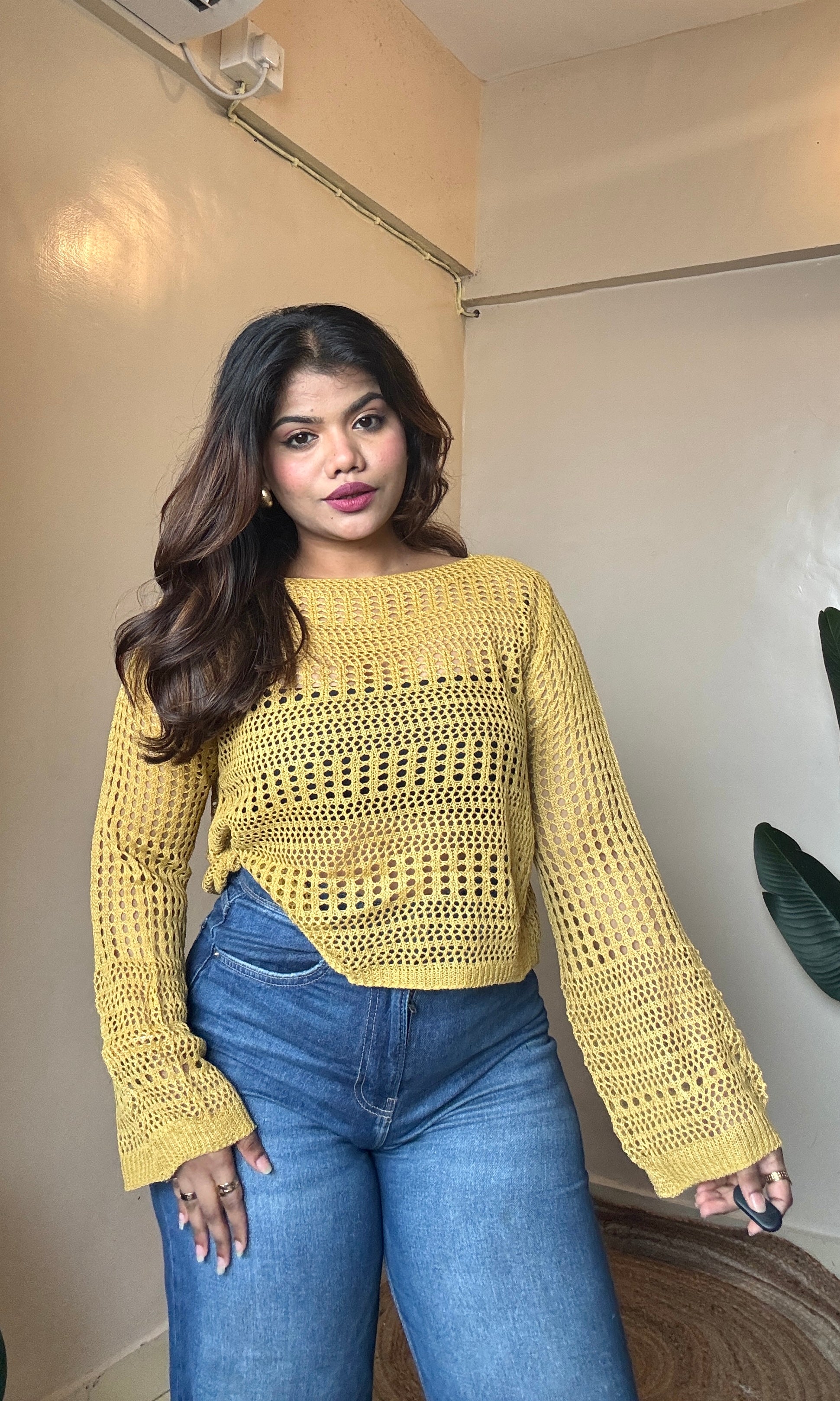 Warm Yellow Crochet Top