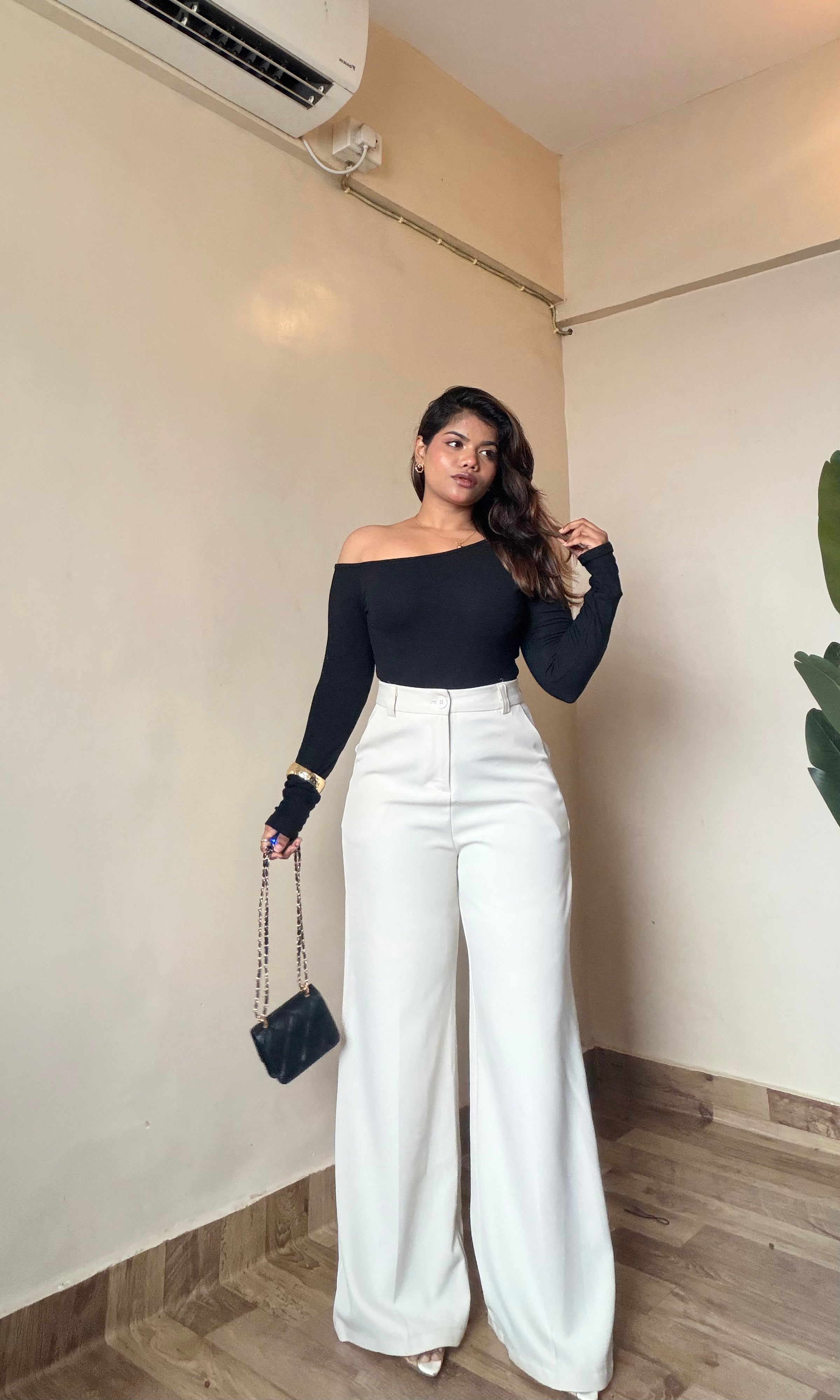 Cream Ivory Wide Leg Trouser