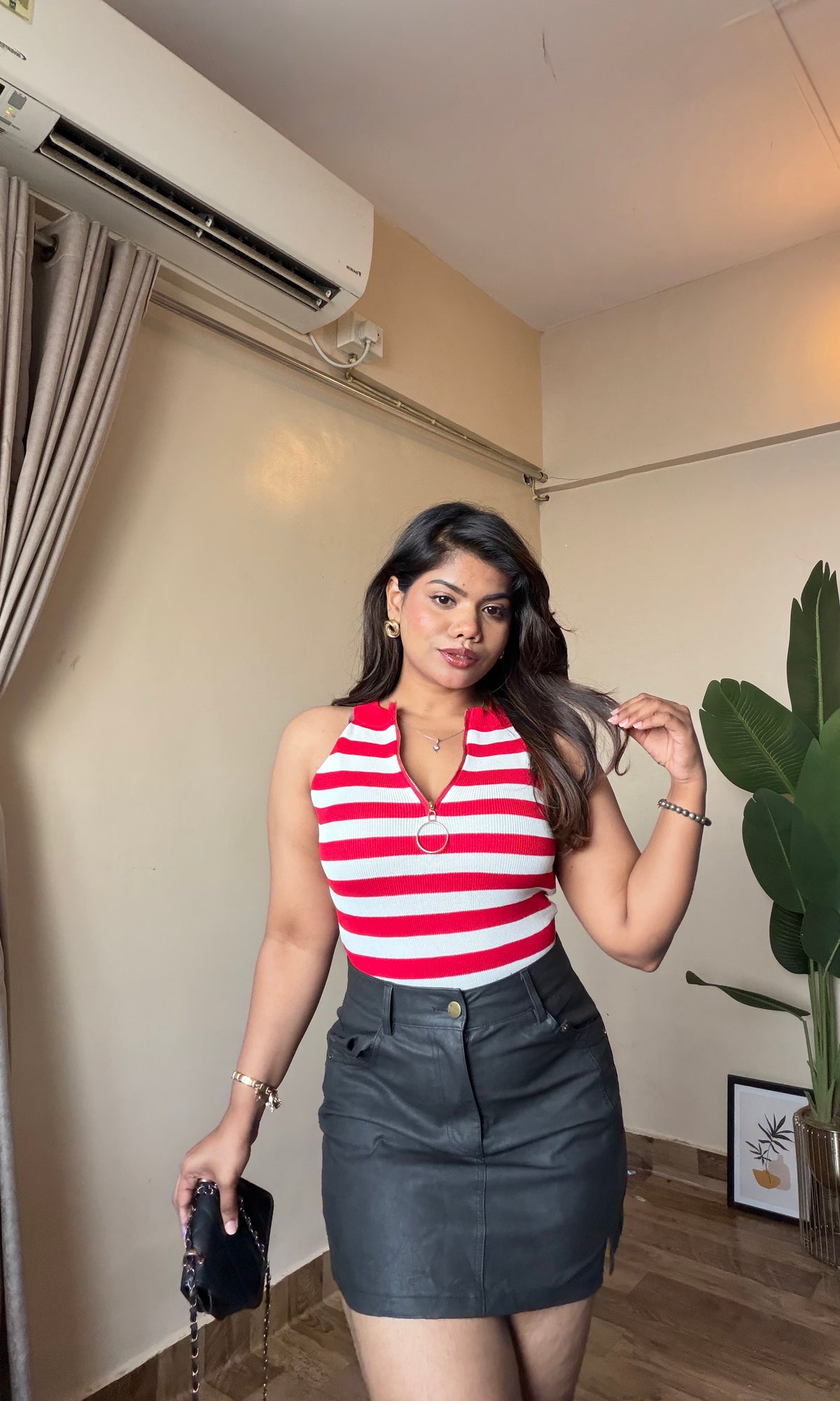 Zipper Striped Top