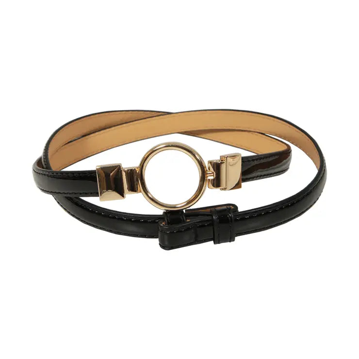 Stylish Metal Ring Lock Adjustable Belt