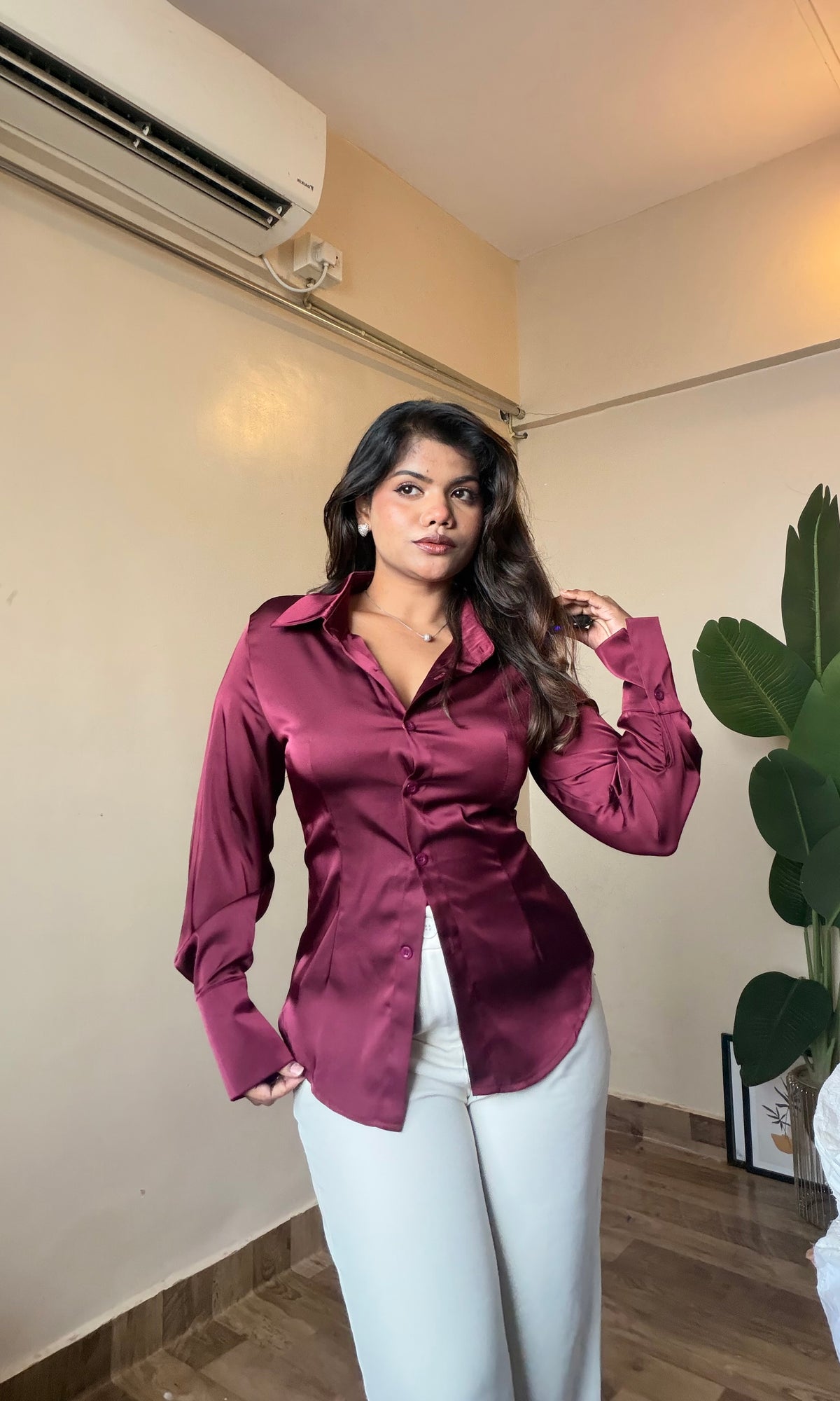 Premium Satin Corset Back Shirt