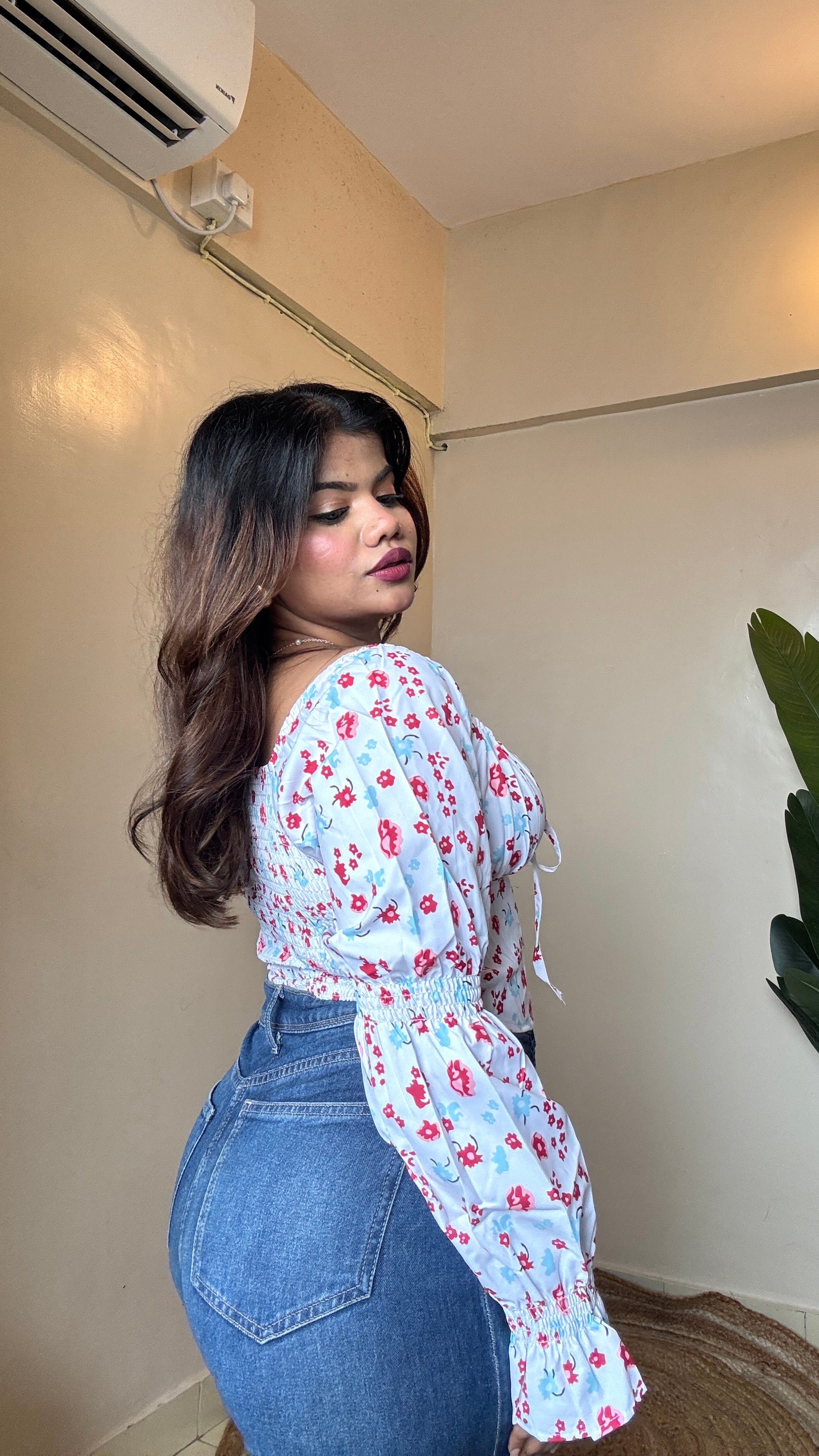 White Floral Corset Style Top