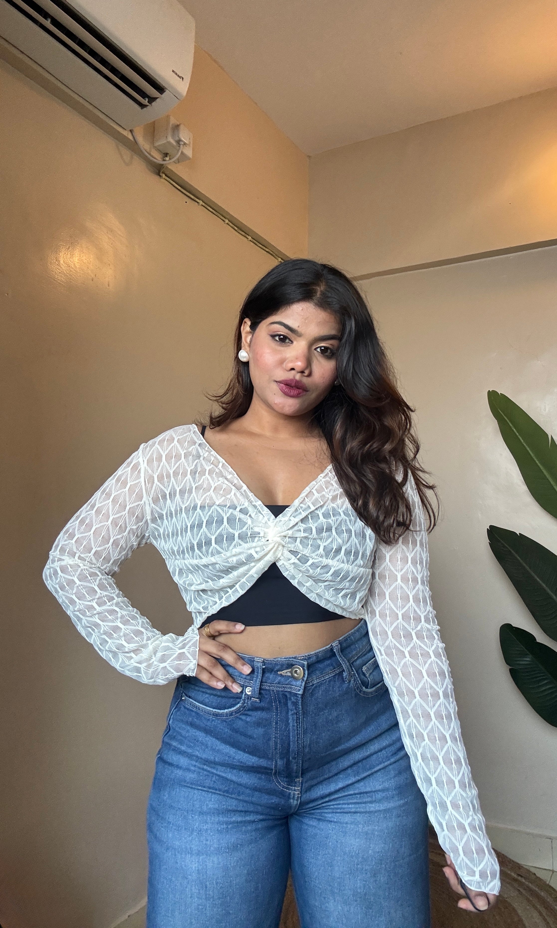 Front twisted Mesh Top