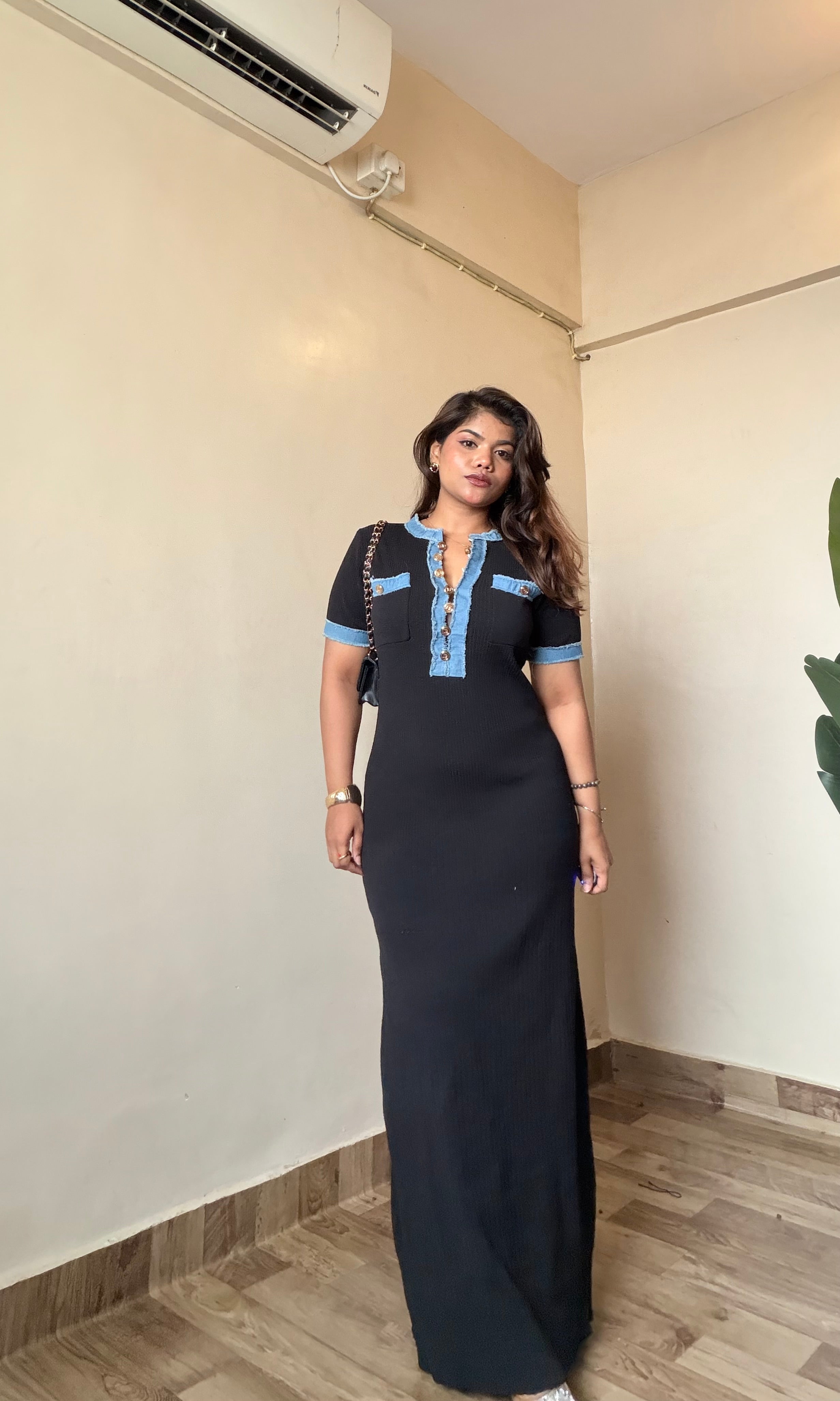Denim Detailing Slim Fit Dress